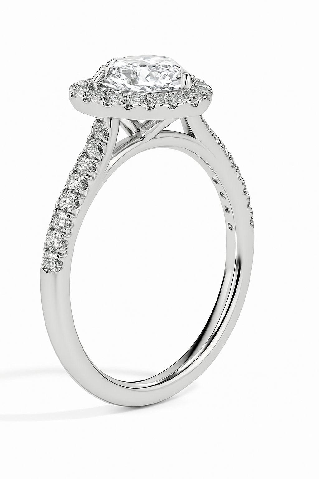 Bague Cœur Olbia Solitaire Halo Pavé