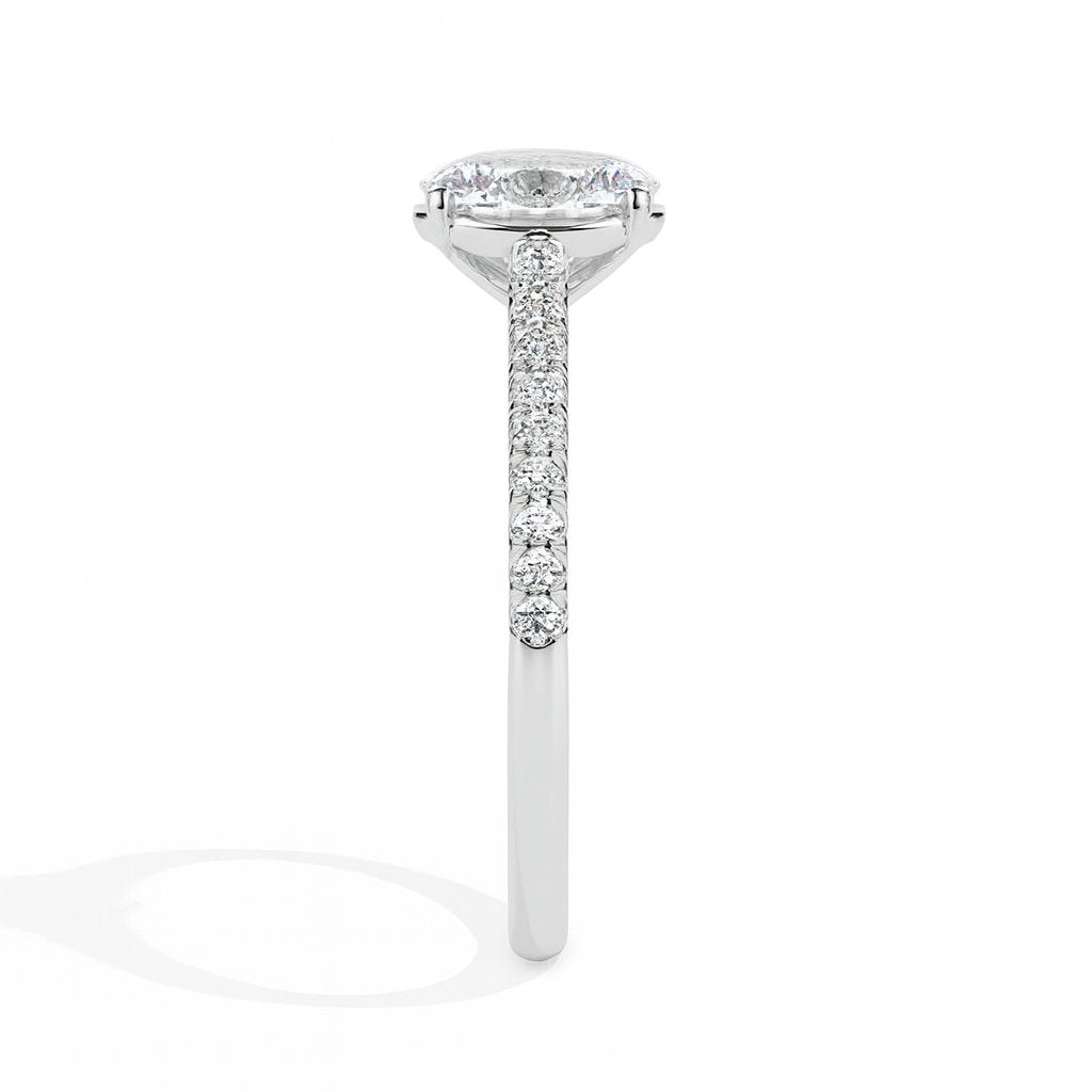 Olga Solitaire Pave Oval Ring