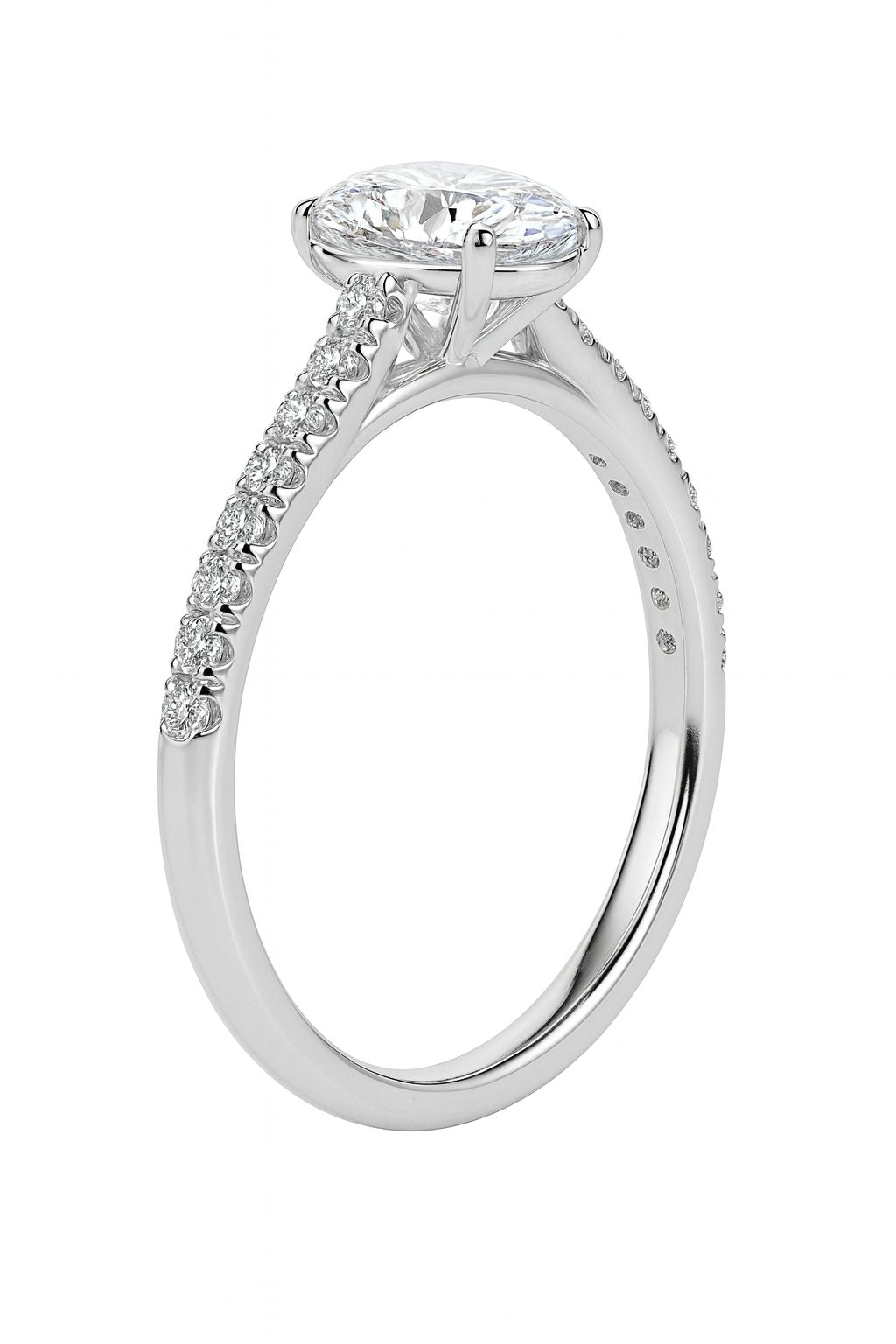 Olga Solitaire Pave Oval Ring