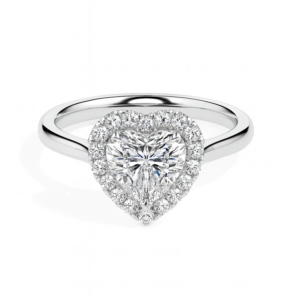 1 ctw Solitaire Halo Heart Ring