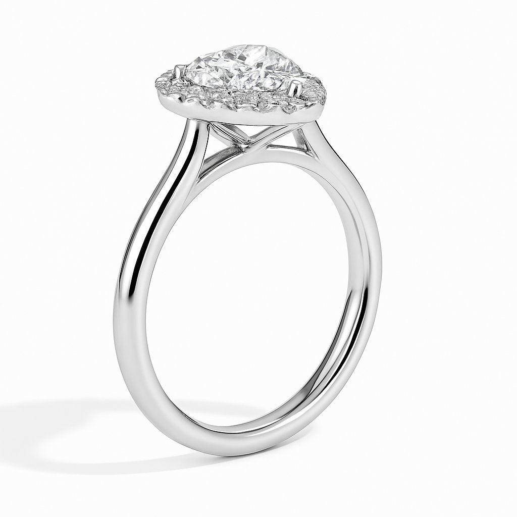 1 ctw Solitaire Halo Heart Ring