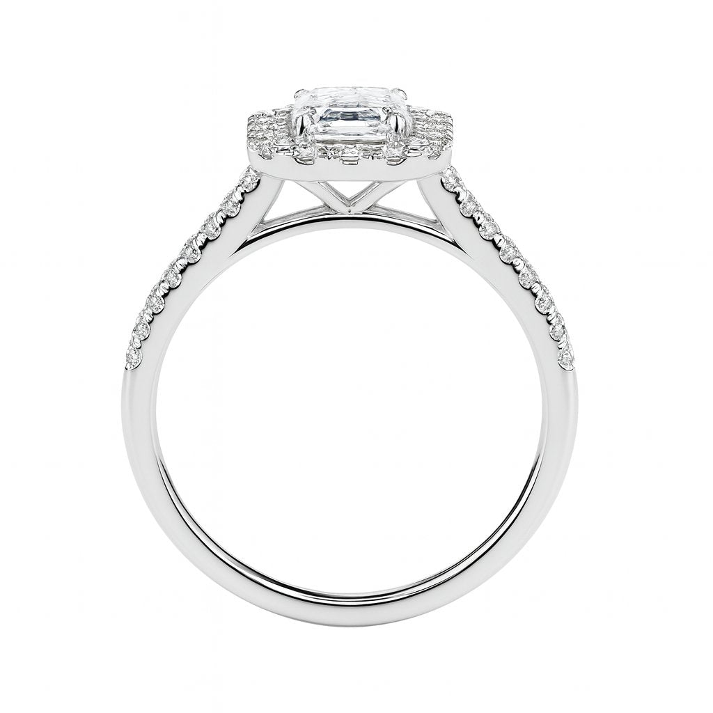 Bague Paquita Solitaire Halo Pavé Émeraude