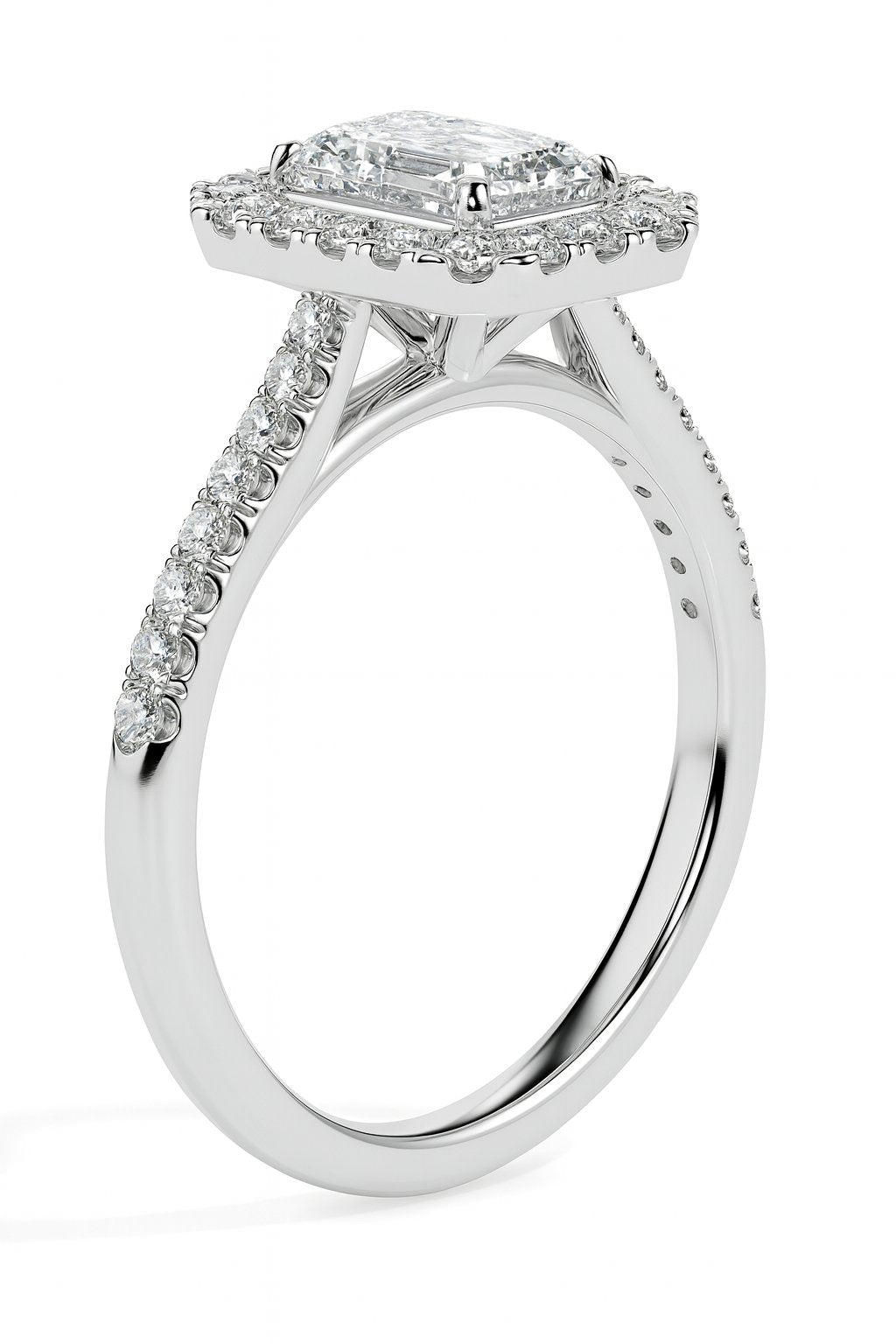 Bague Paquita Solitaire Halo Pavé Émeraude