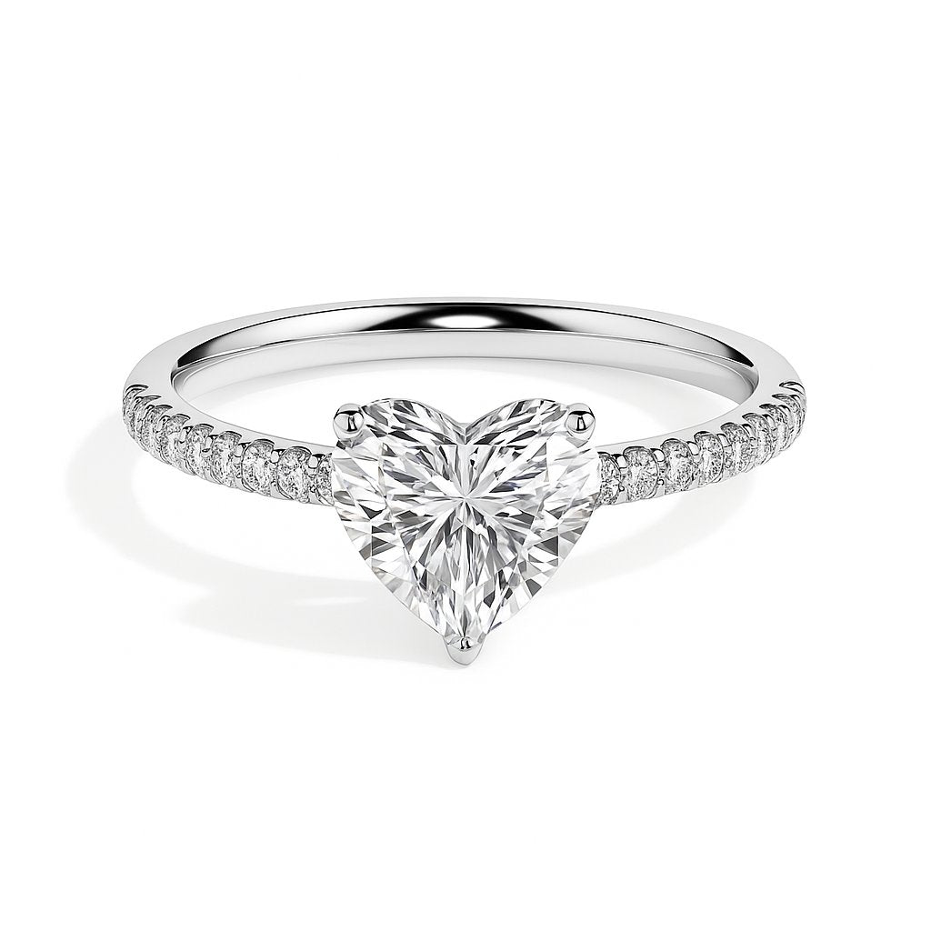 2 ctw Solitaire Pave Heart Ring
