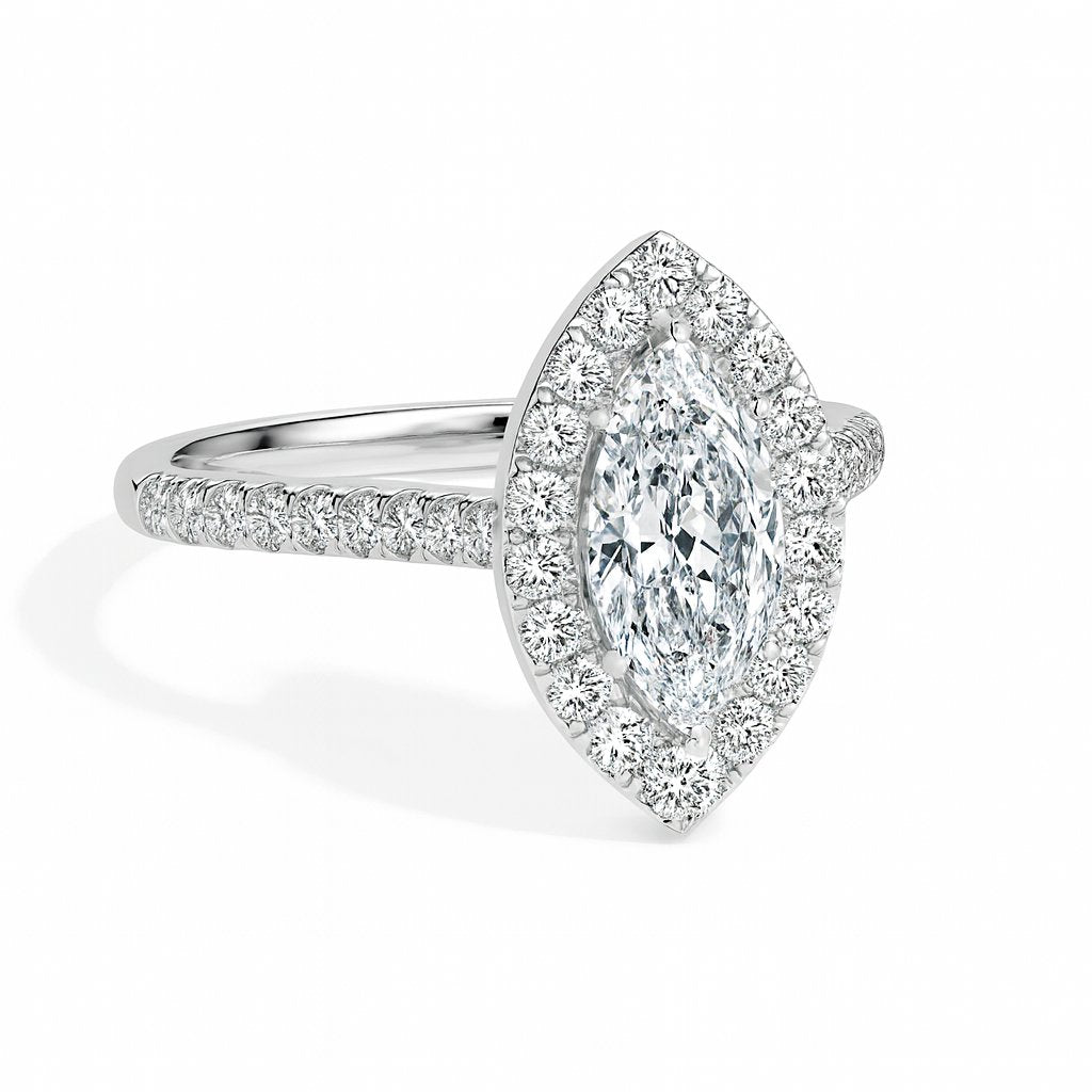 Pila Solitaire Halo Pave Marquise Ring
