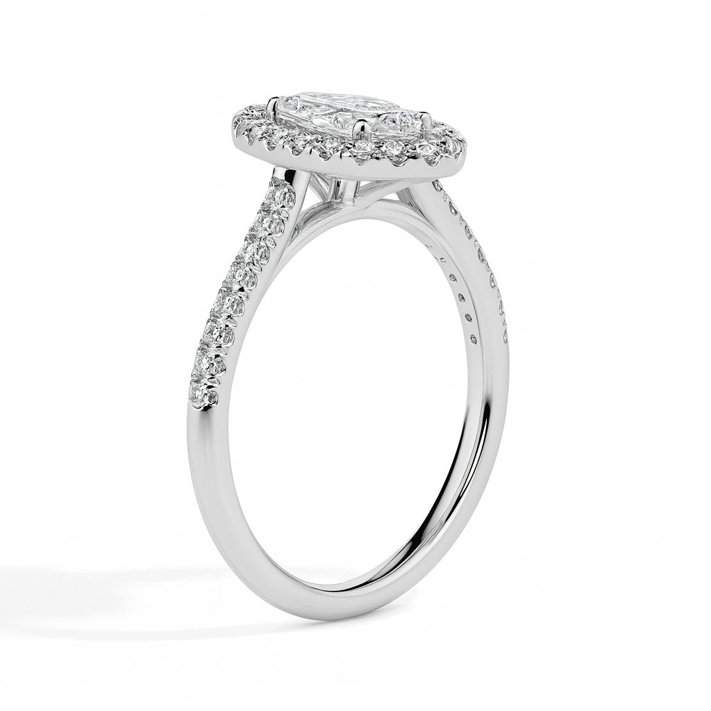 Pila Solitaire Halo Pave Marquise Ring