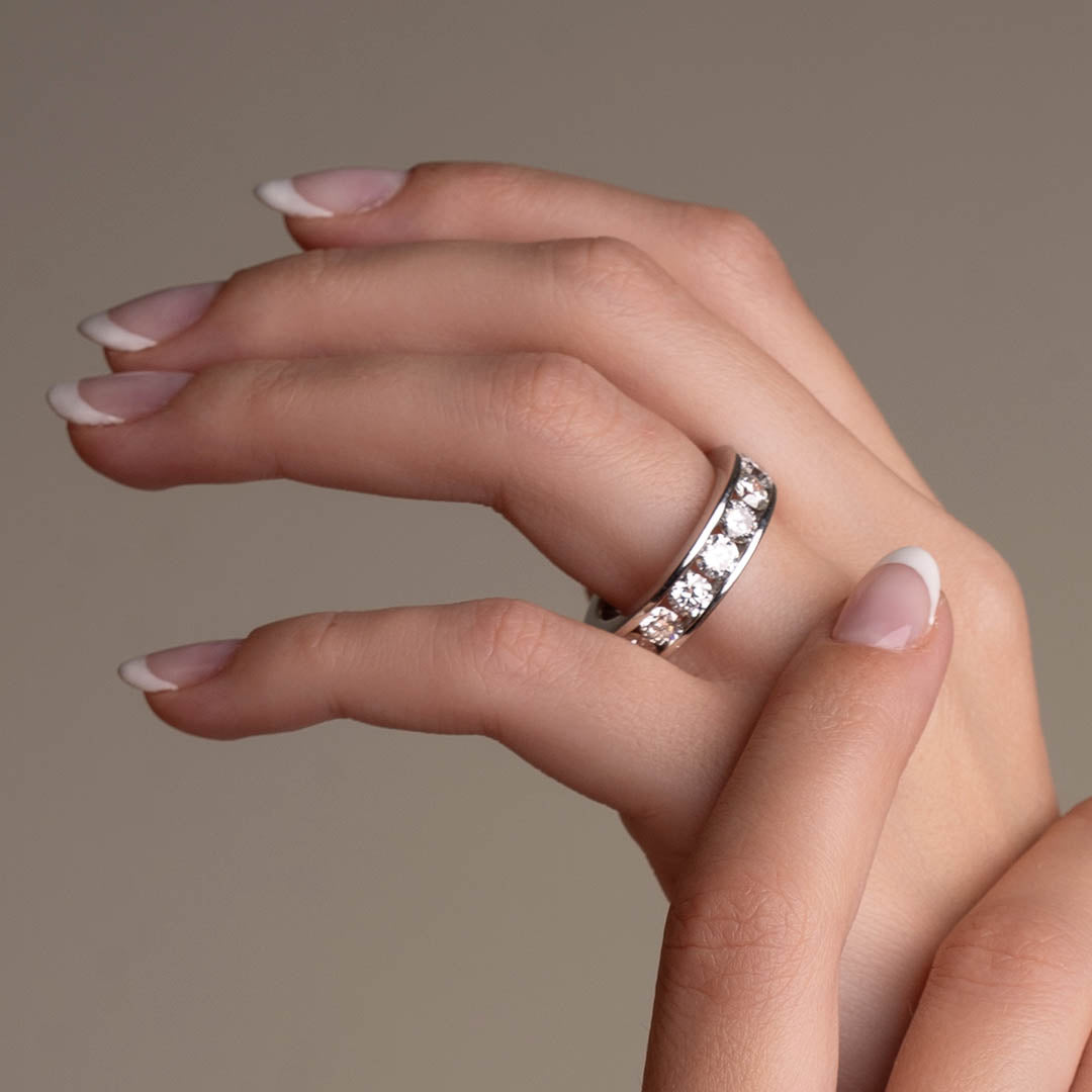 Round Channel Set Wedding Band