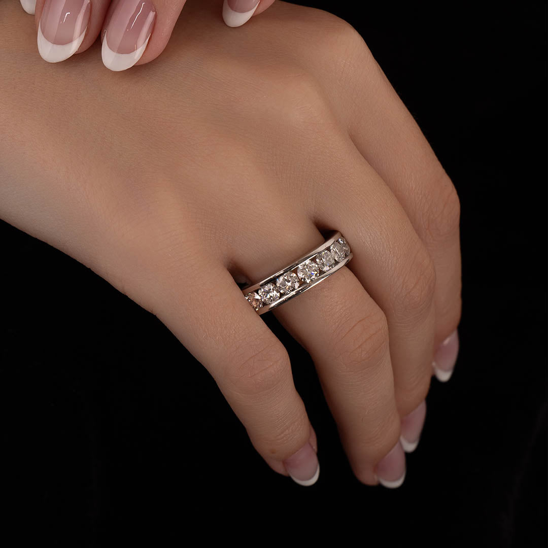 Round Channel Set Wedding Band
