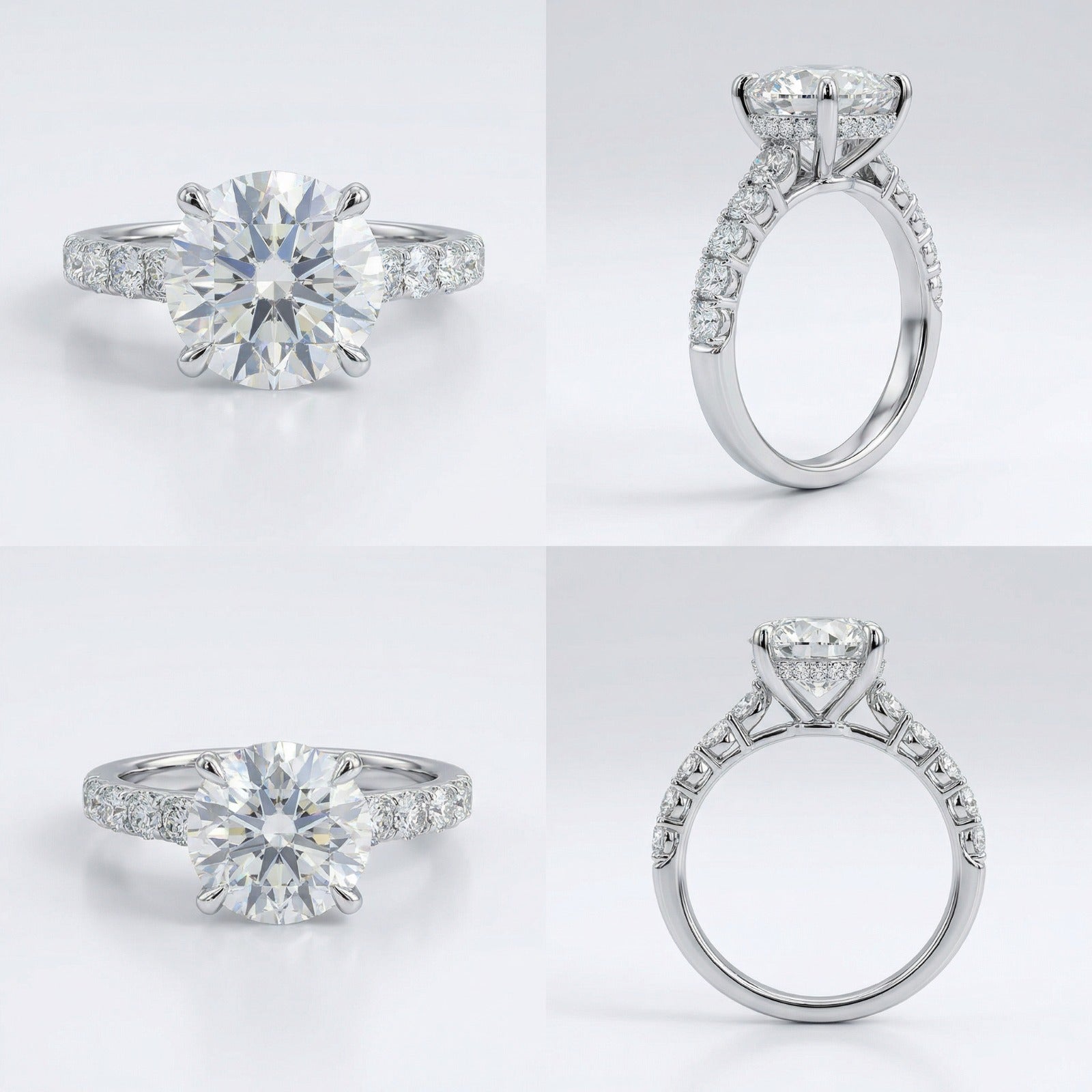 3.5 ctw Solitaire Pave Round Ring