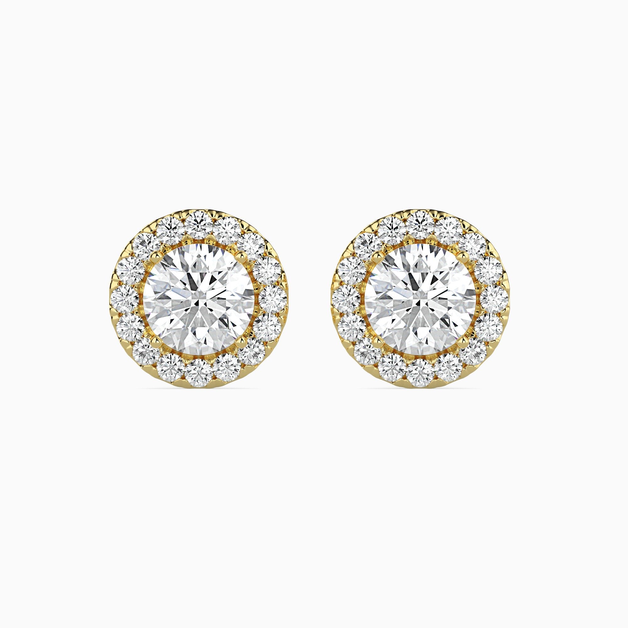 Tulum Solitaire Halo Round Earrings