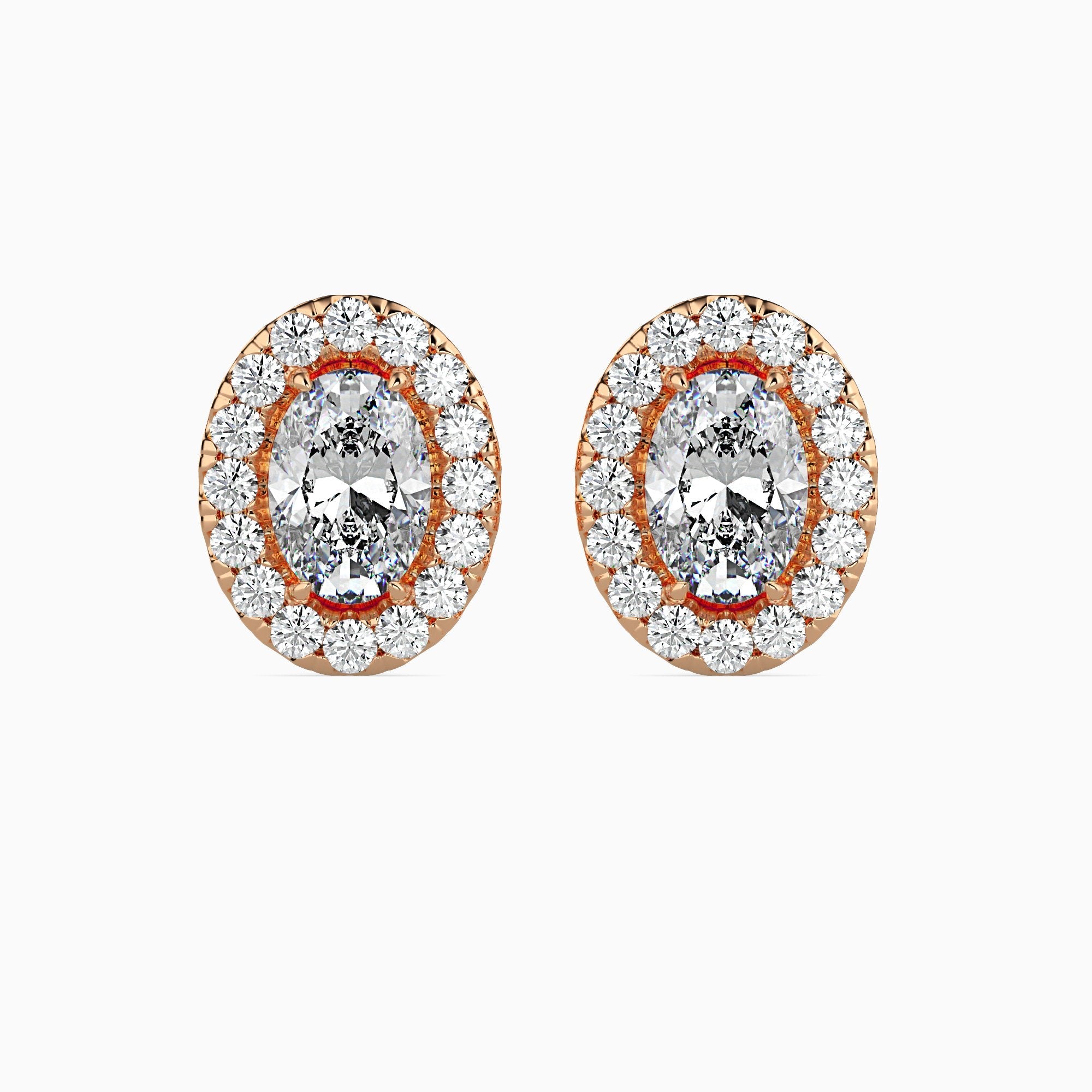 Courchevel Solitaire Halo Oval Earrings