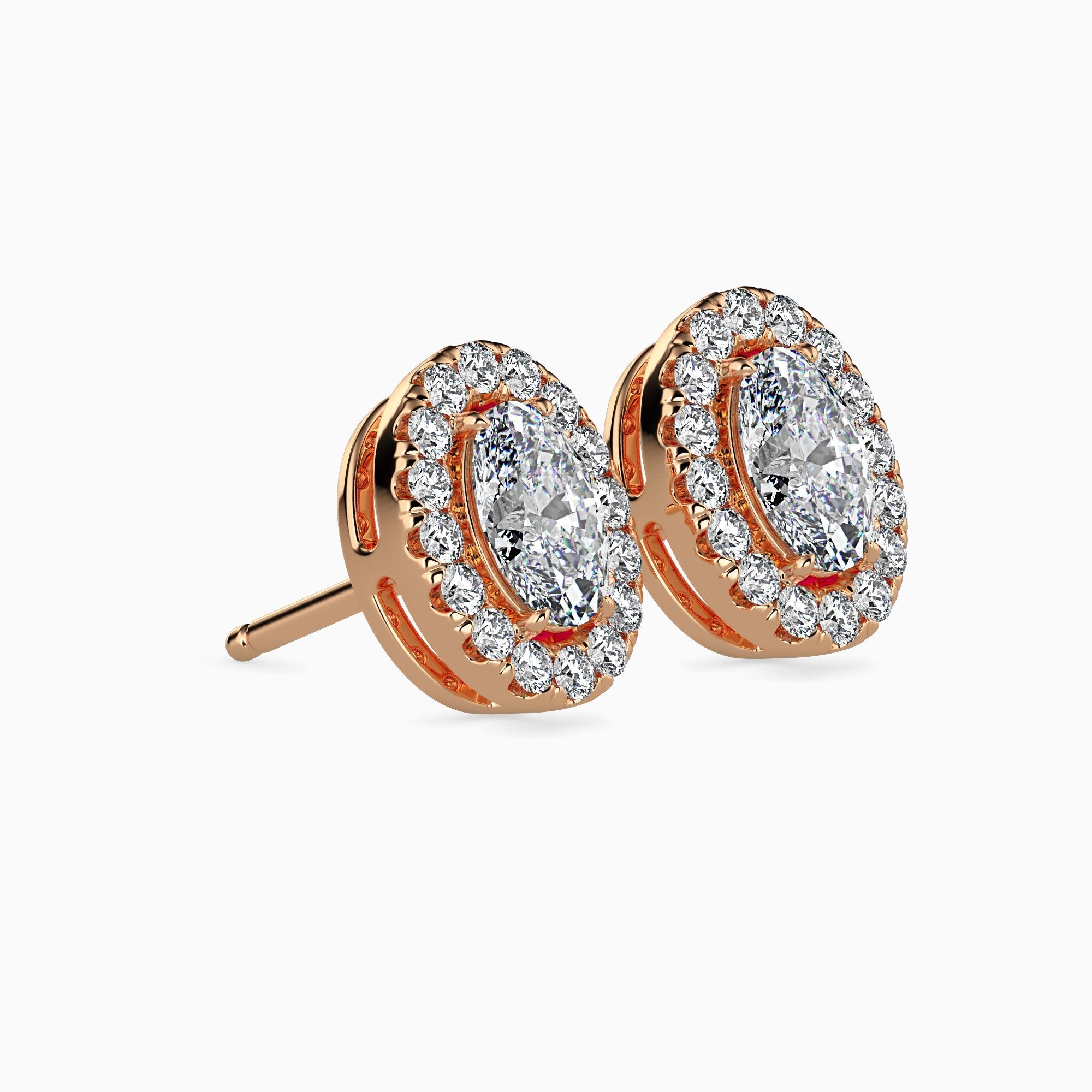 Courchevel Solitaire Halo Oval Earrings