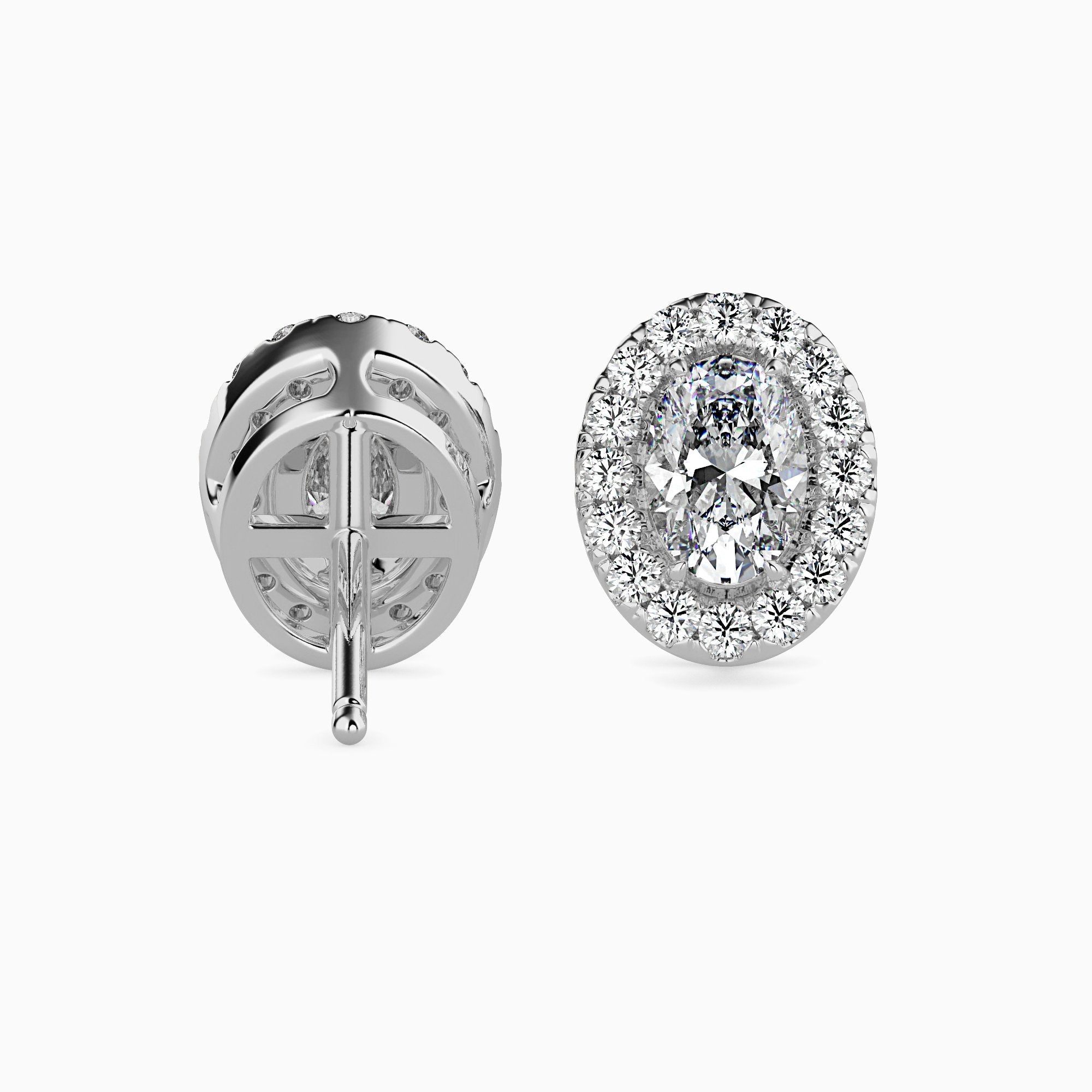 Courchevel Solitaire Halo Oval Earrings