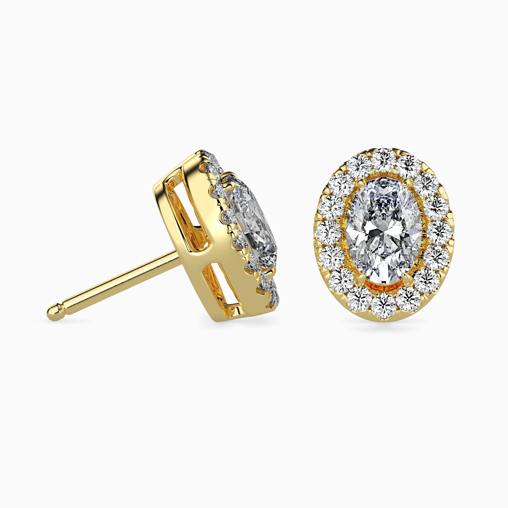 Courchevel Solitaire Halo Oval Earrings