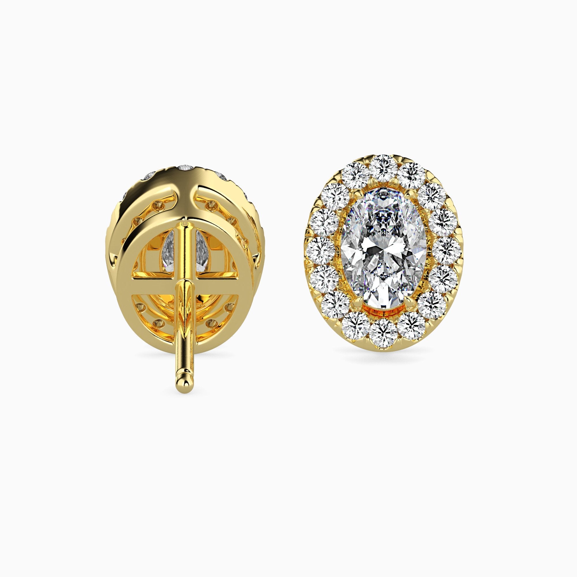 Courchevel Solitaire Halo Oval Earrings