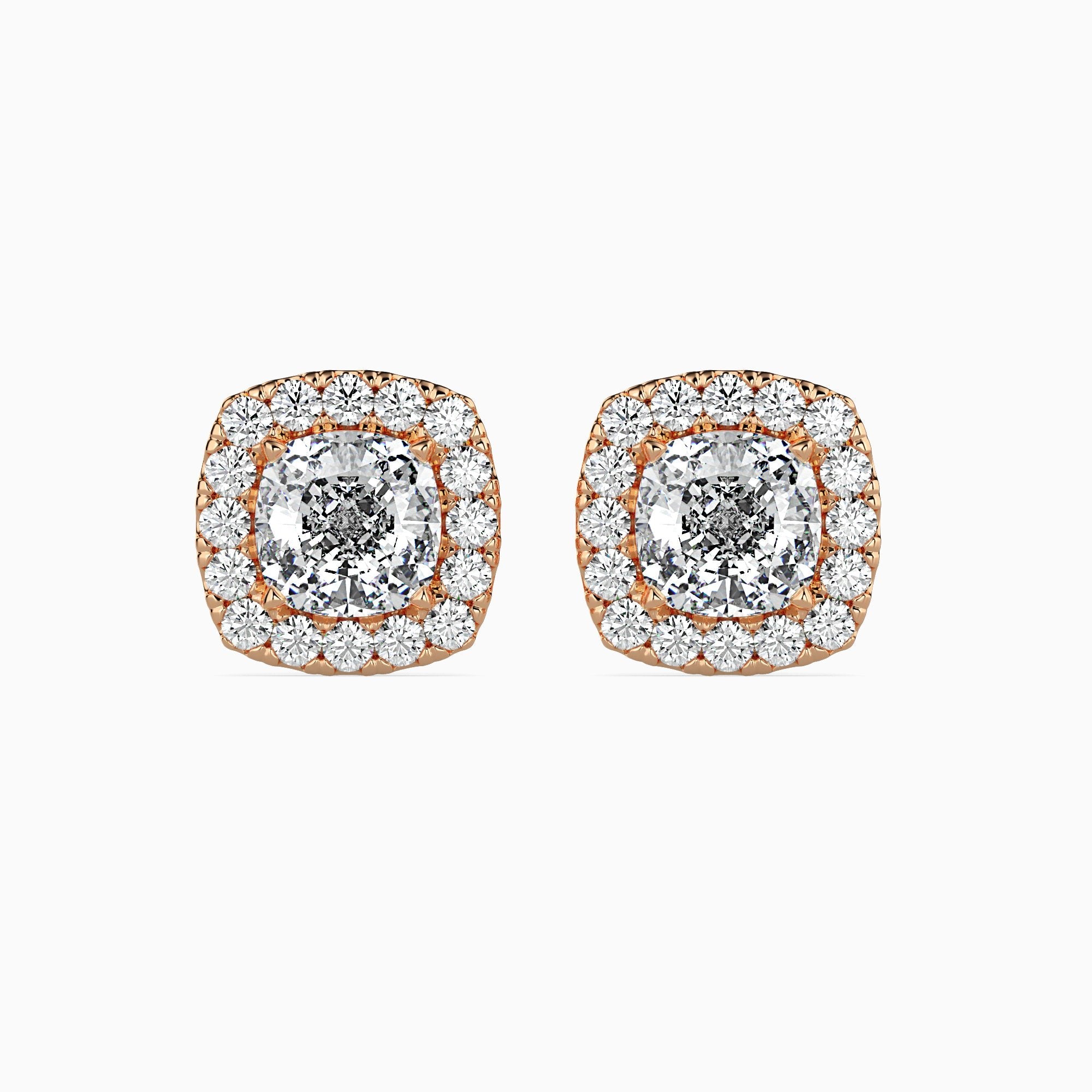 Mallorca Solitaire Halo Cushion Earrings