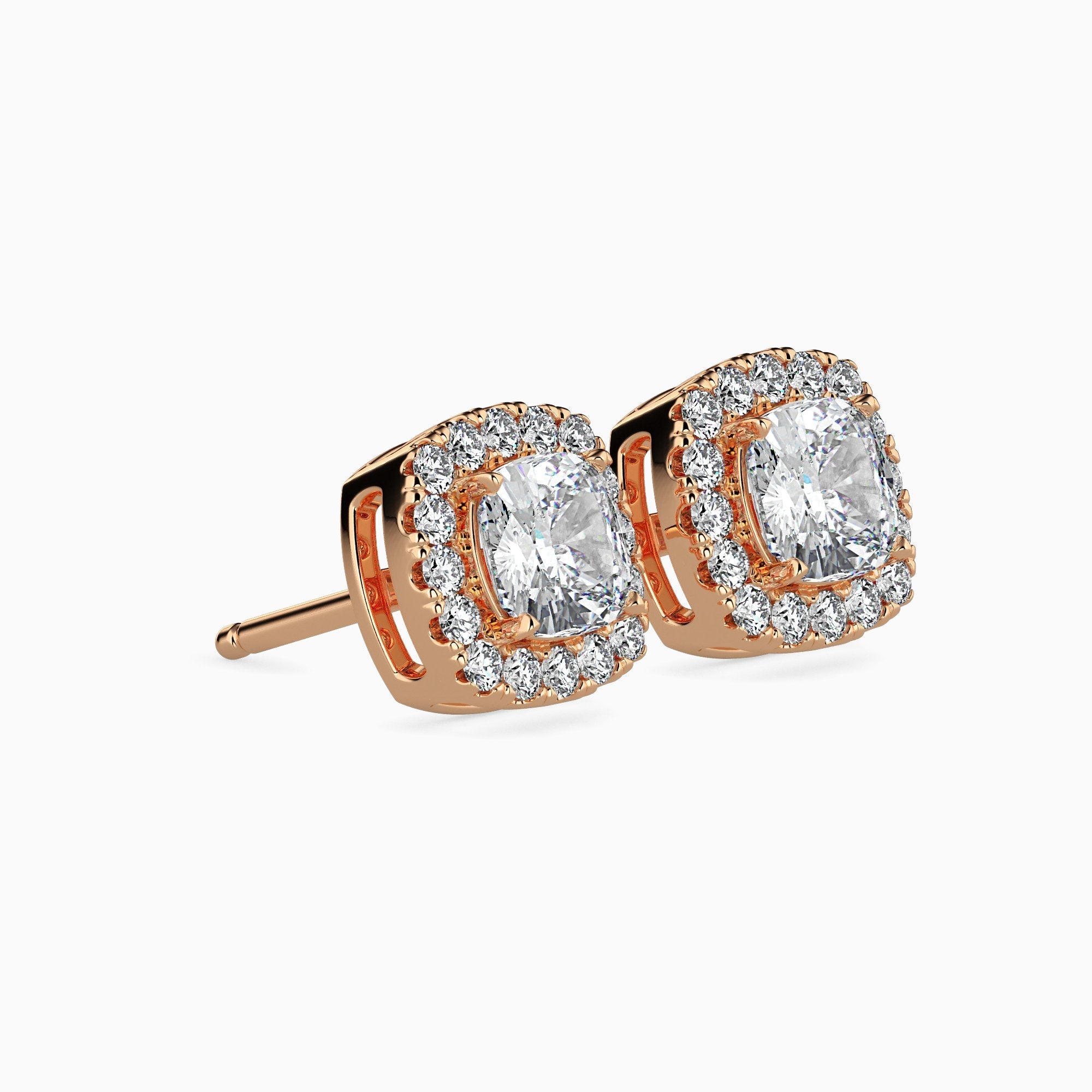 Mallorca Solitaire Halo Cushion Earrings