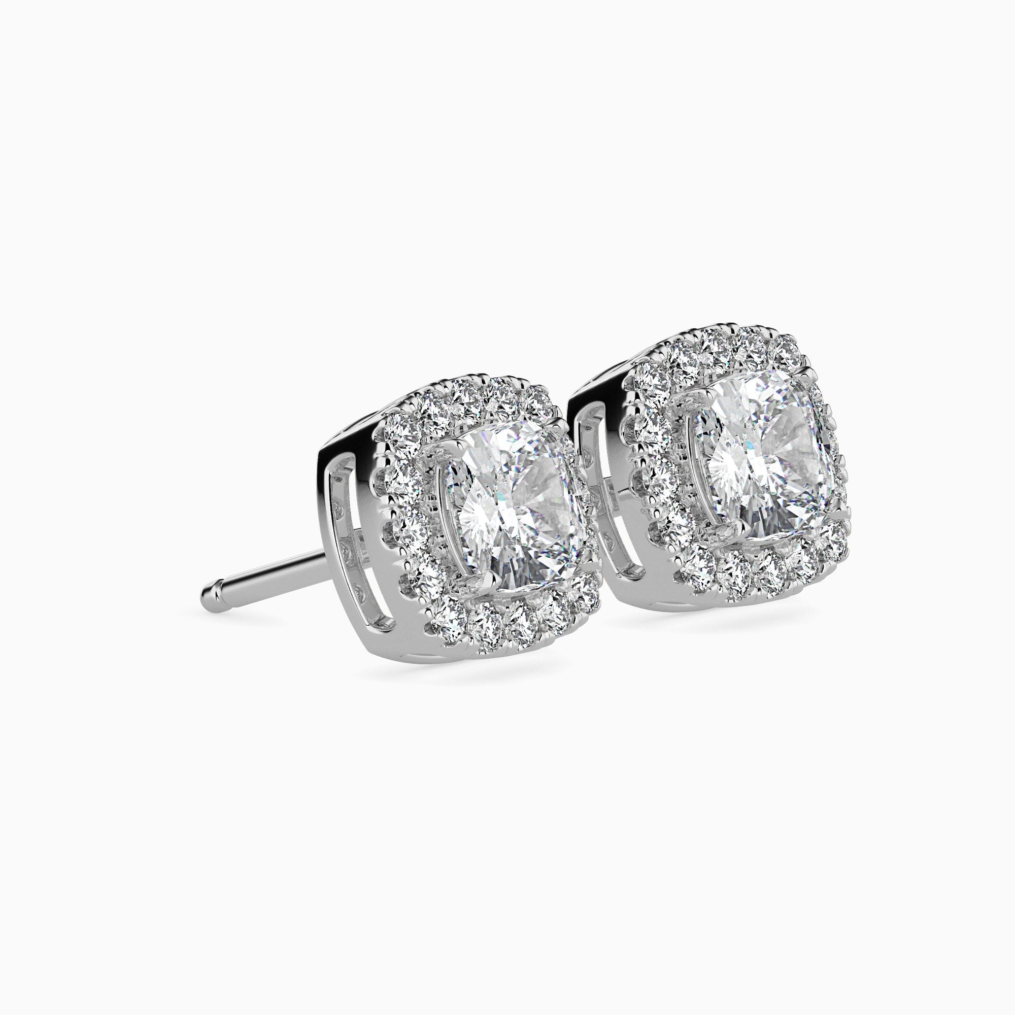 Mallorca Solitaire Halo Cushion Earrings