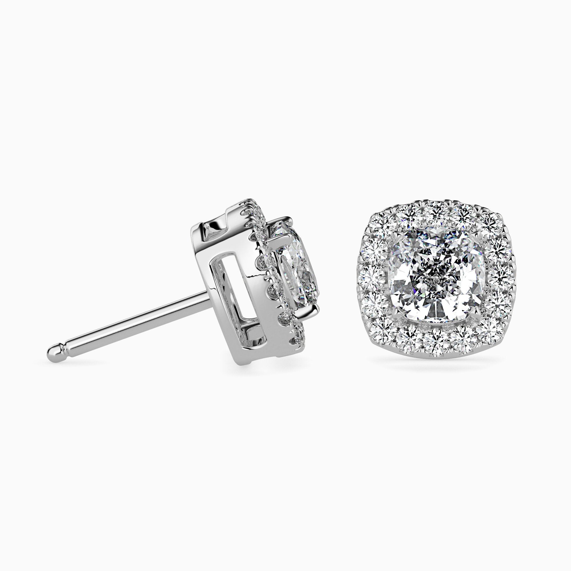 Mallorca Solitaire Halo Cushion Earrings