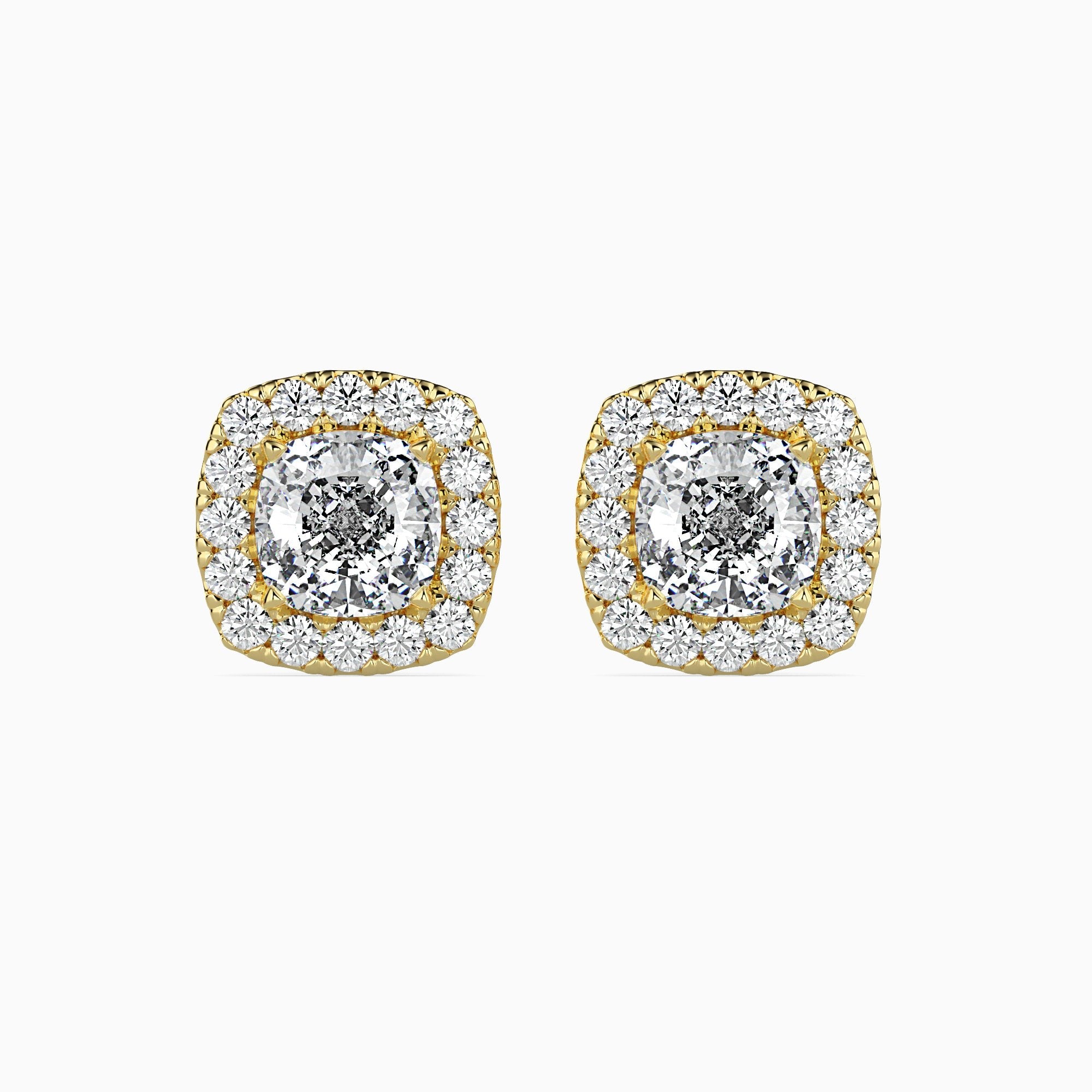 Mallorca Solitaire Halo Cushion Earrings