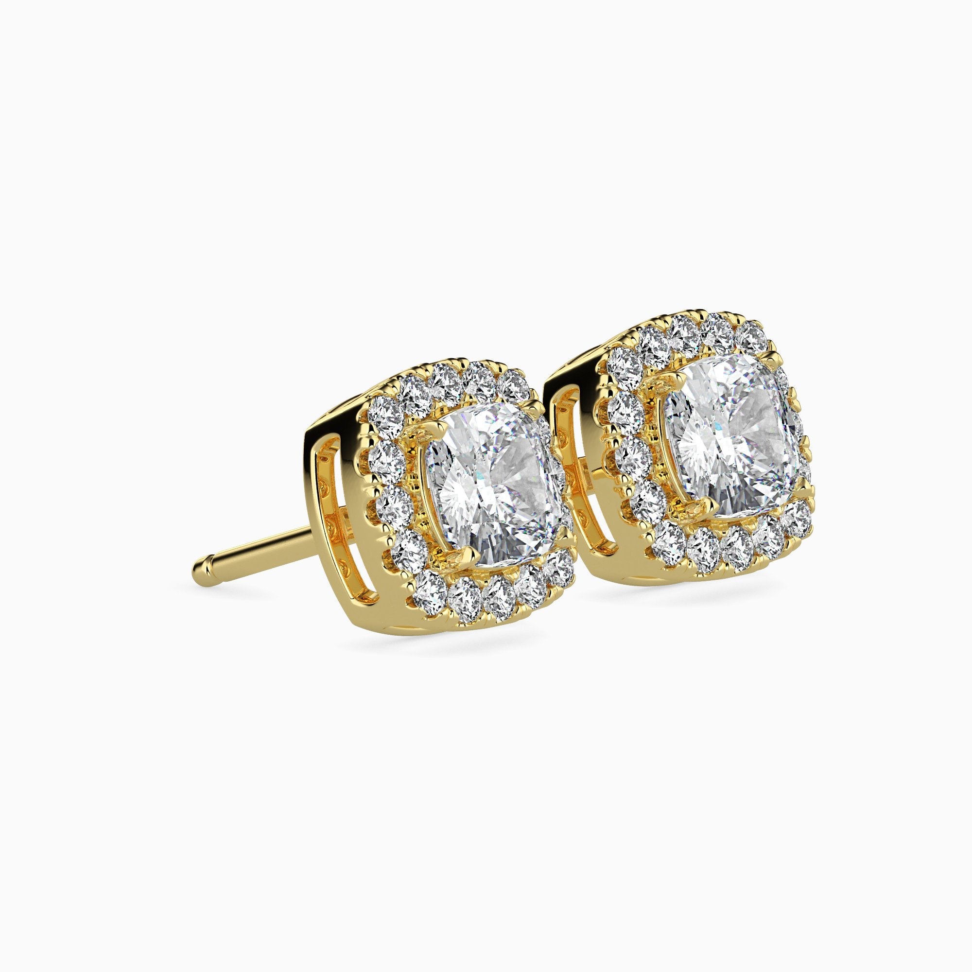 Mallorca Solitaire Halo Cushion Earrings