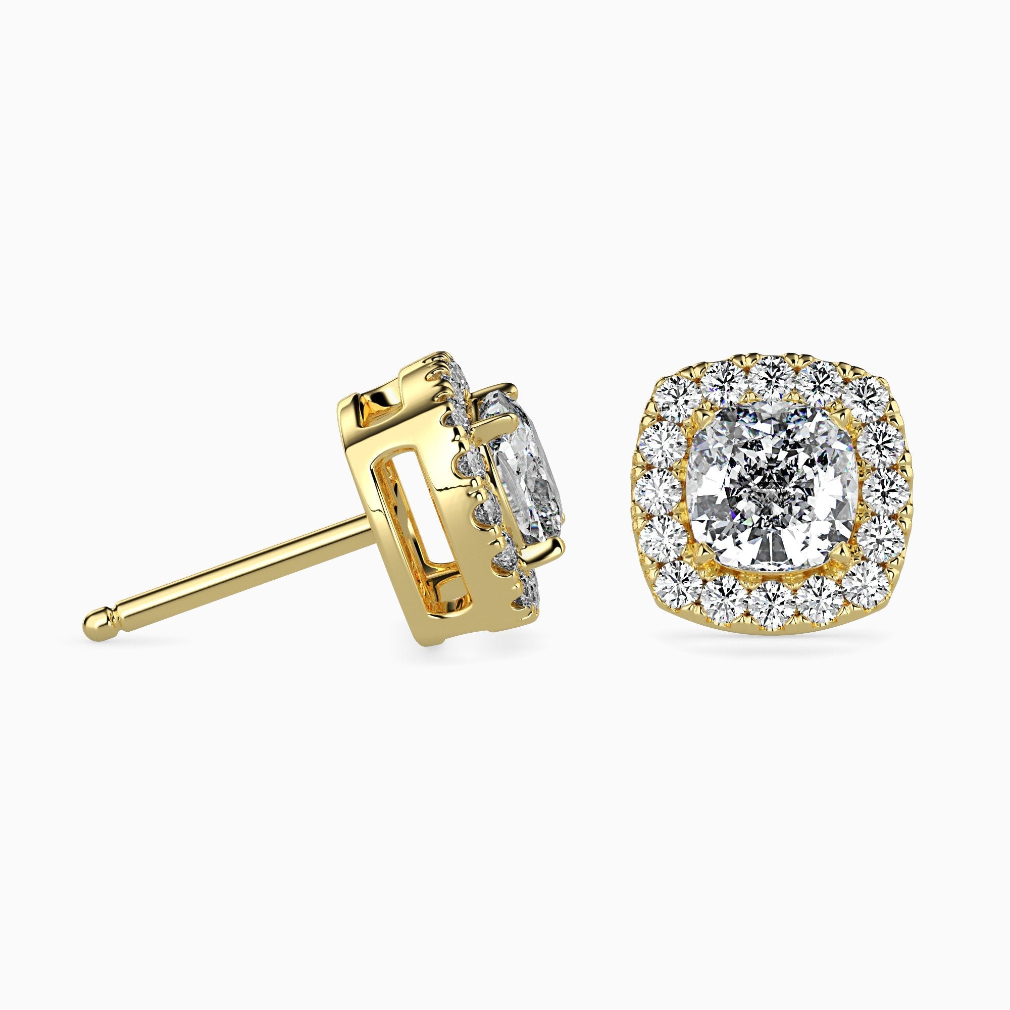Mallorca Solitaire Halo Cushion Earrings