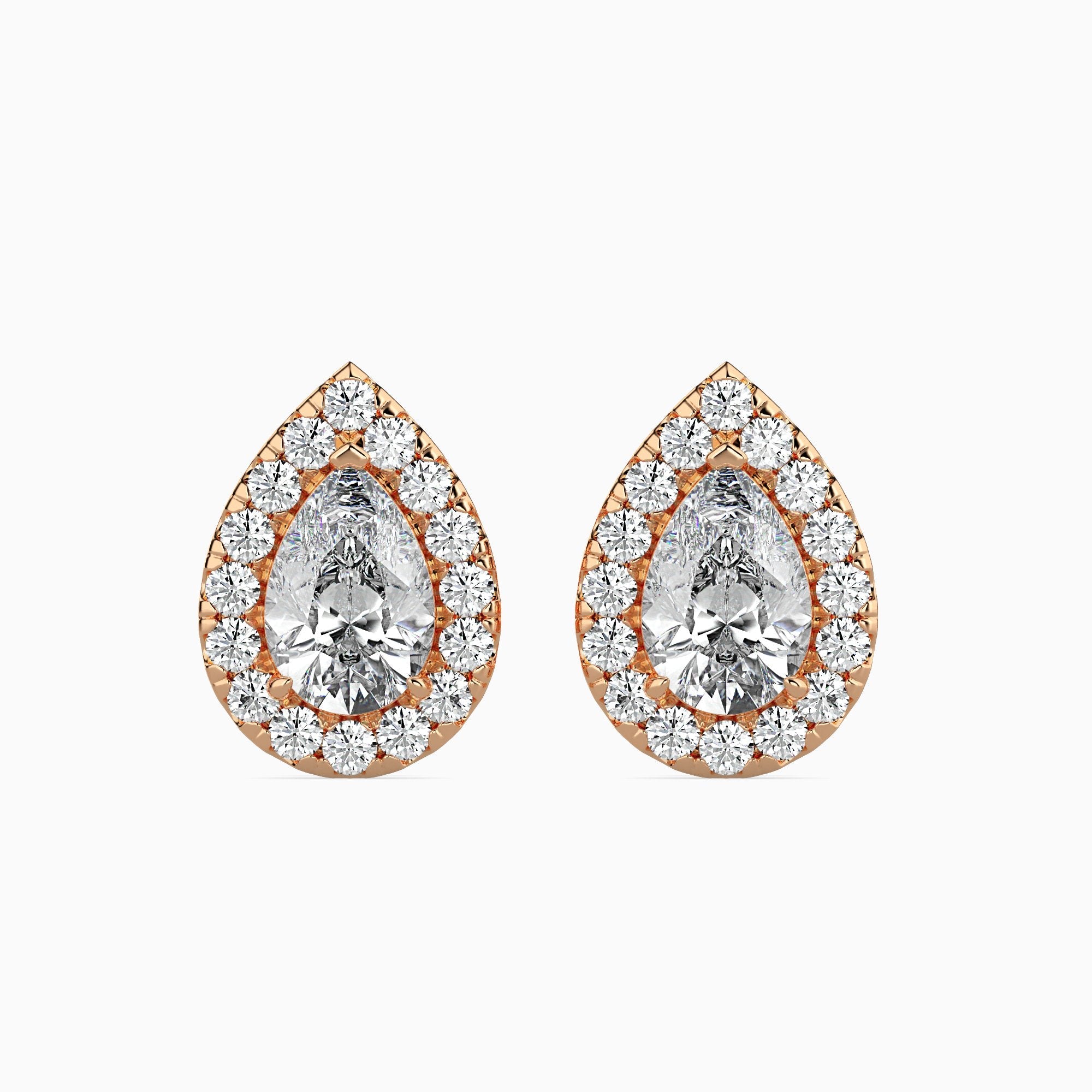 Boucles d'oreilles Palermo Solitaire Halo Poire