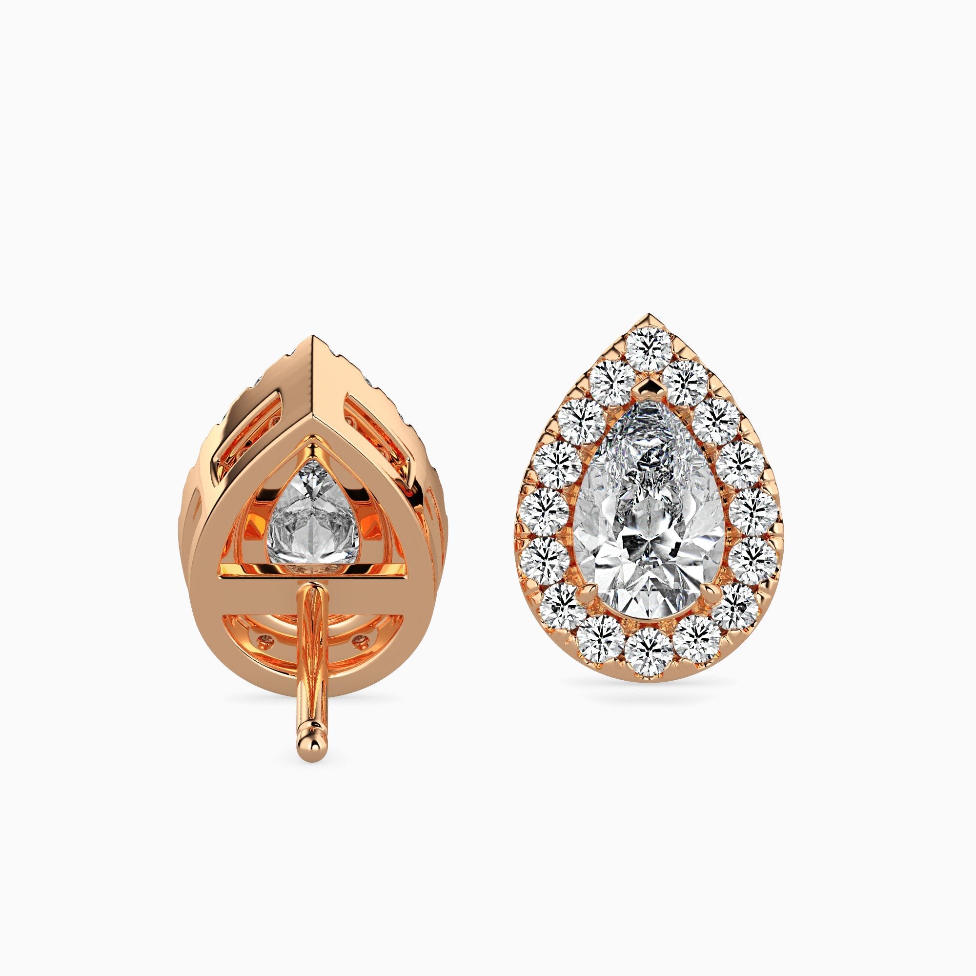 Boucles d'oreilles Palermo Solitaire Halo Poire