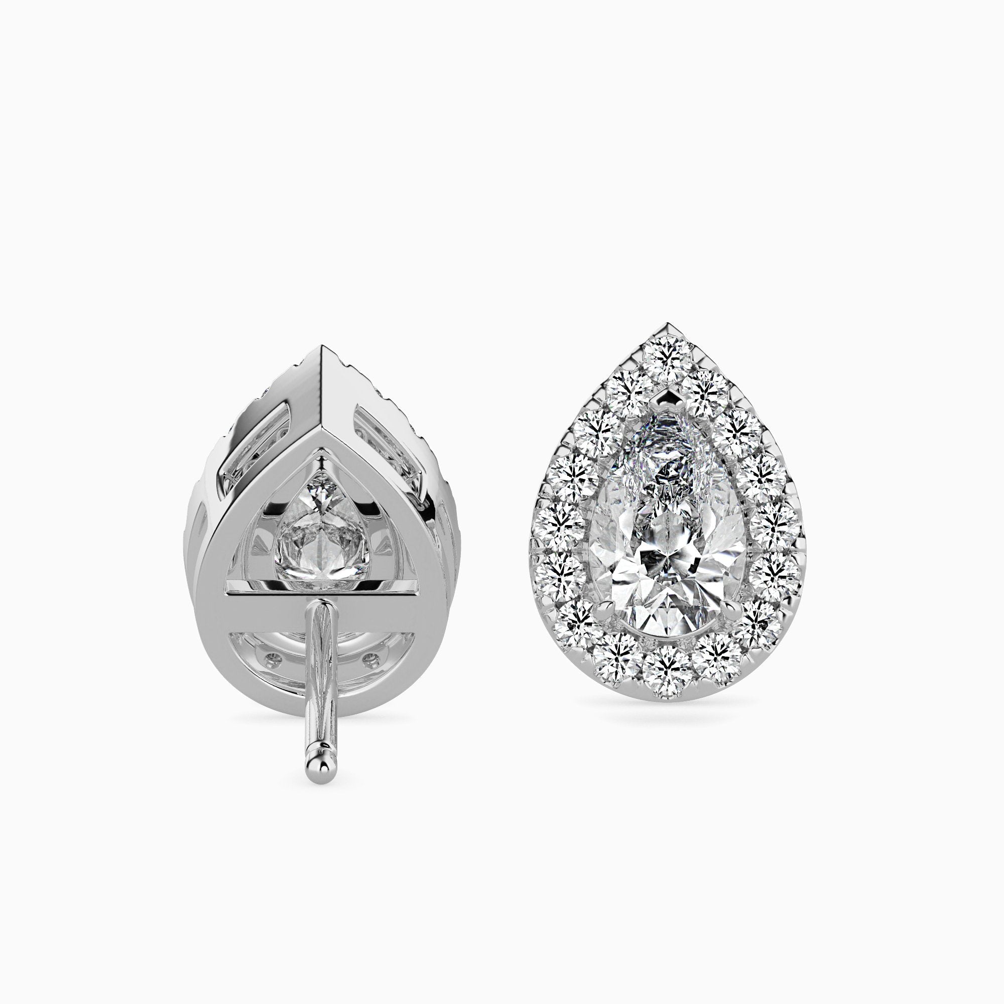 Boucles d'oreilles Palermo Solitaire Halo Poire