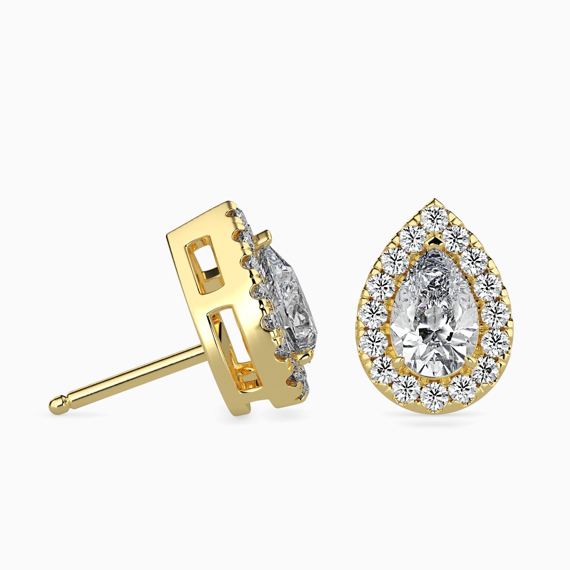 Boucles d'oreilles Palermo Solitaire Halo Poire
