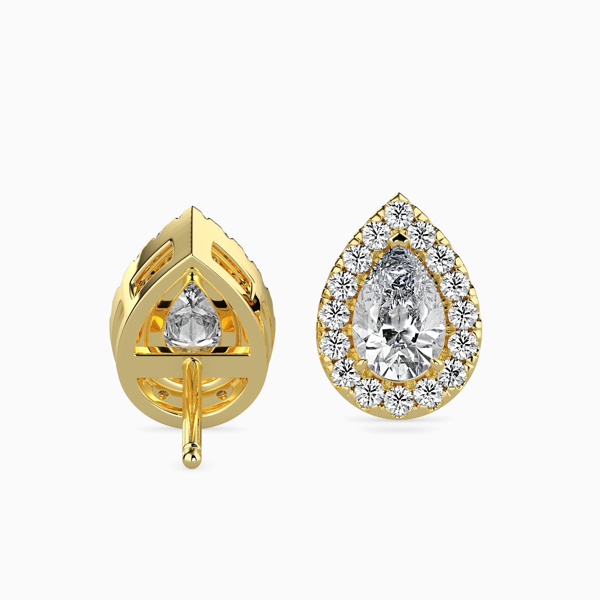 Boucles d'oreilles Palermo Solitaire Halo Poire