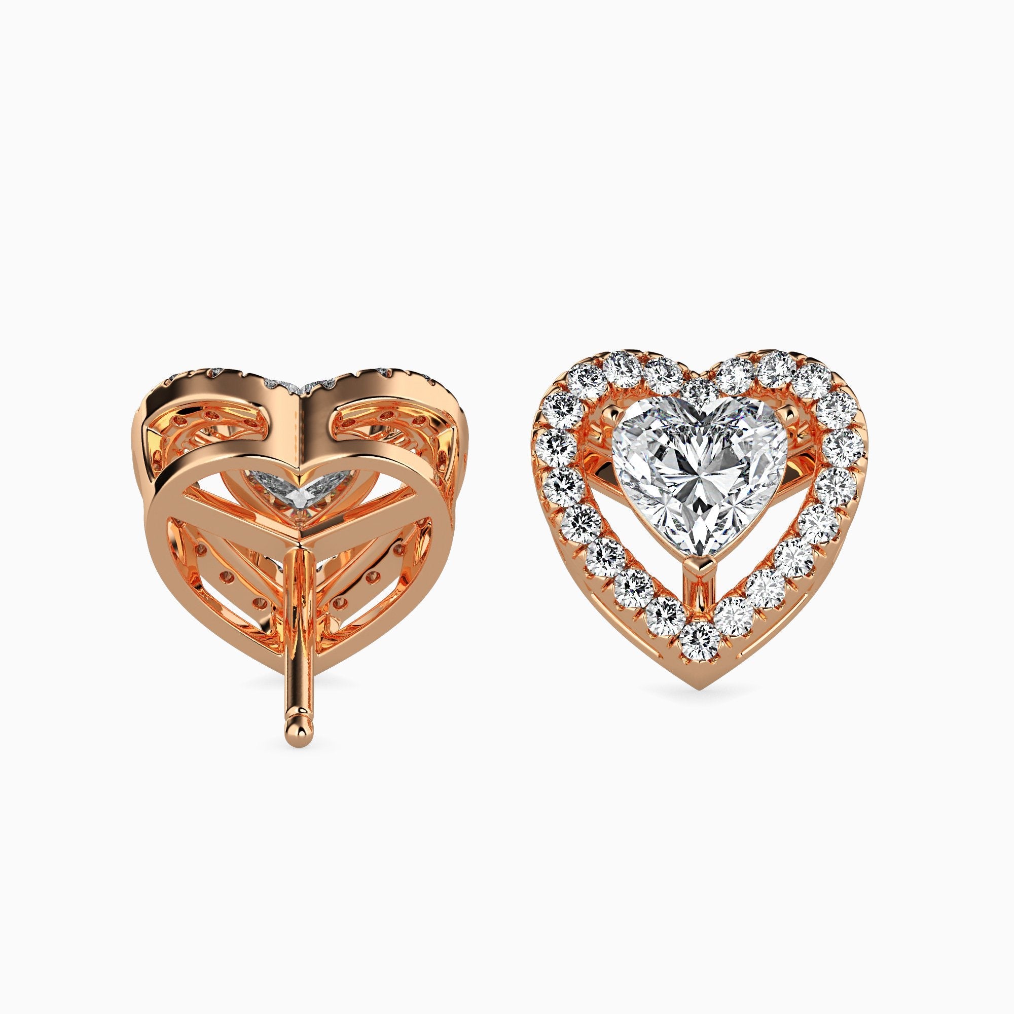 2 ctw Solitaire Halo Heart Earrings