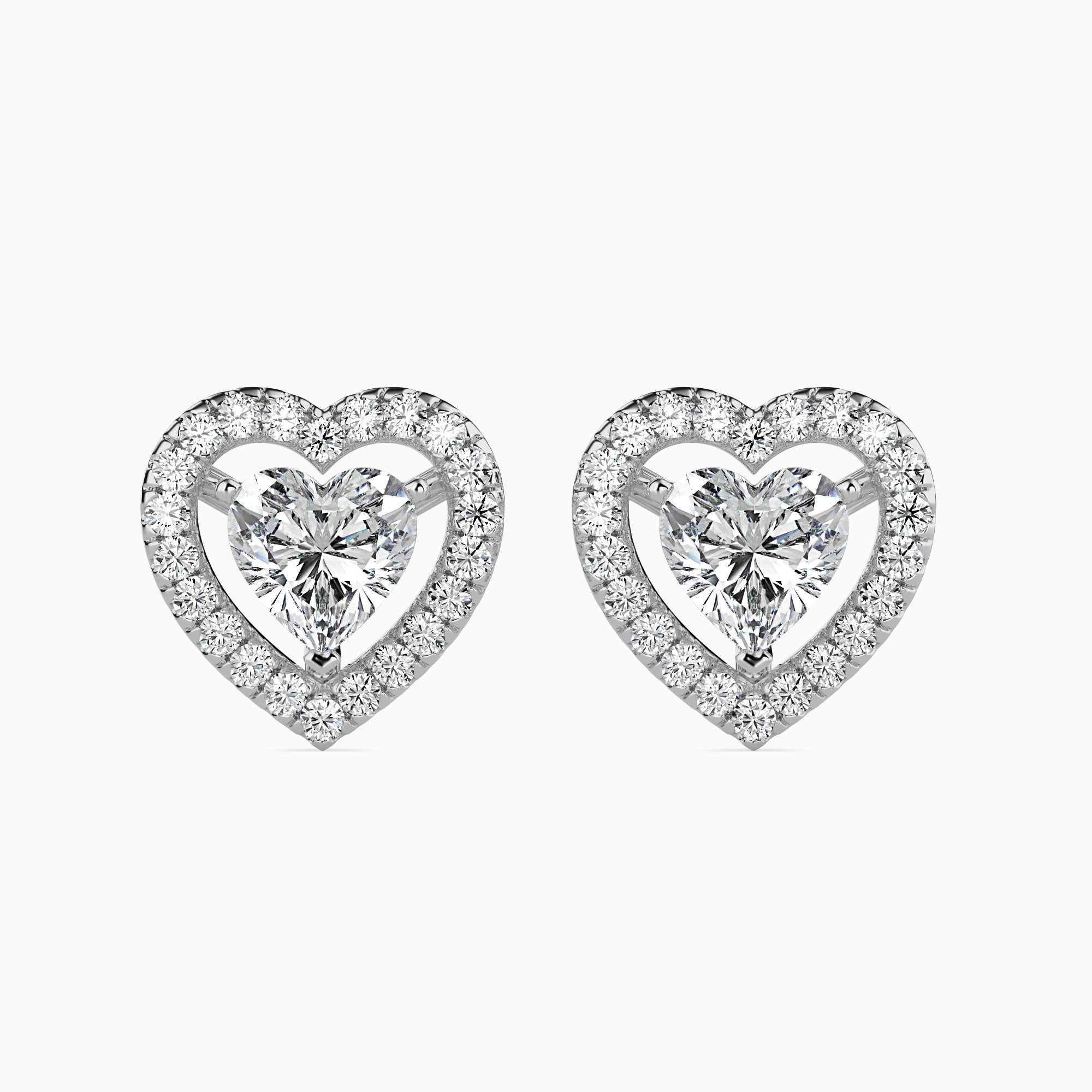 2 ctw Solitaire Halo Heart Earrings