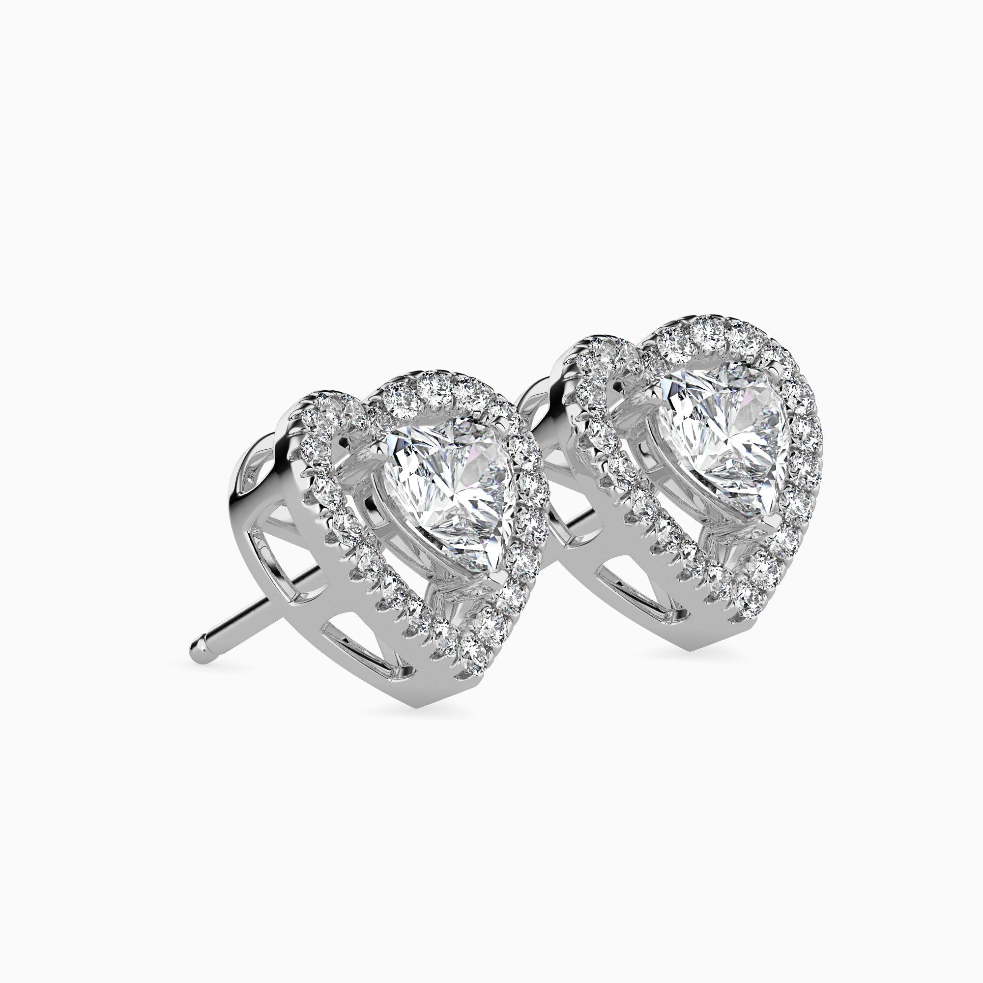2 ctw Solitaire Halo Heart Earrings