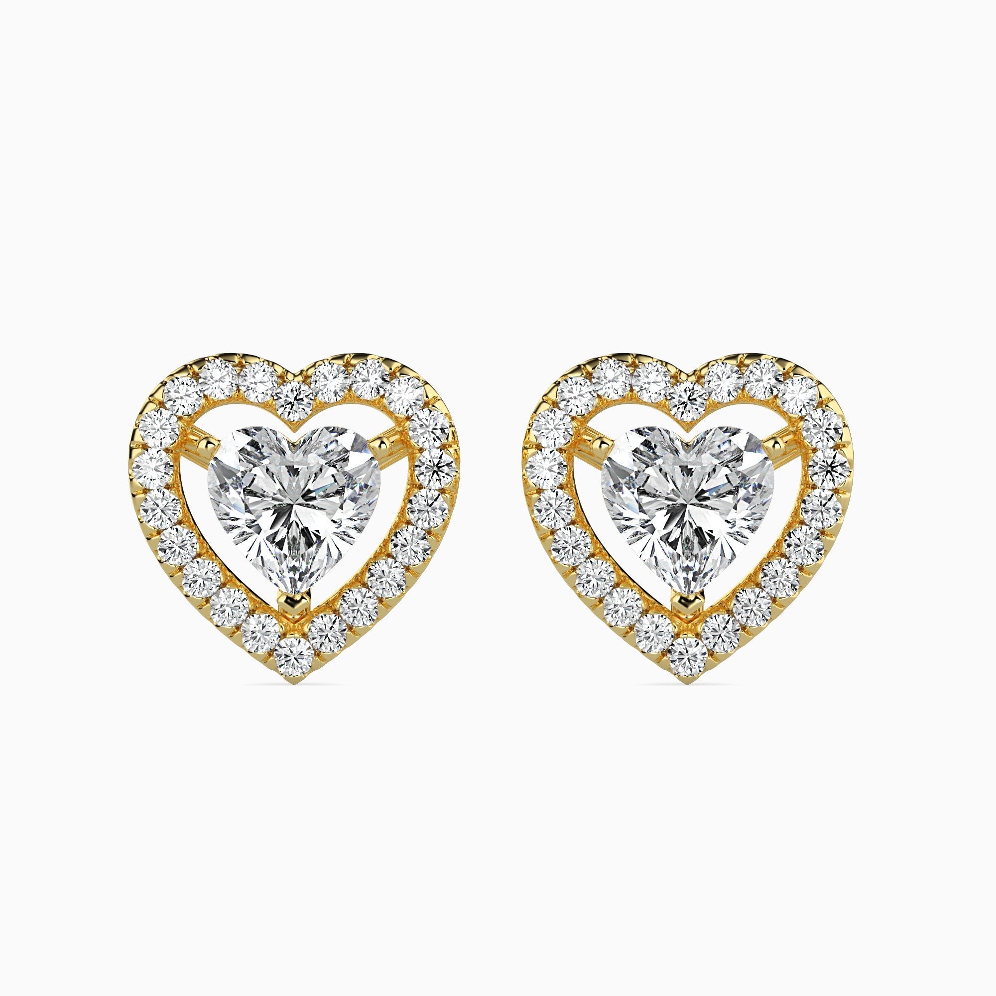 2 ctw Solitaire Halo Heart Earrings