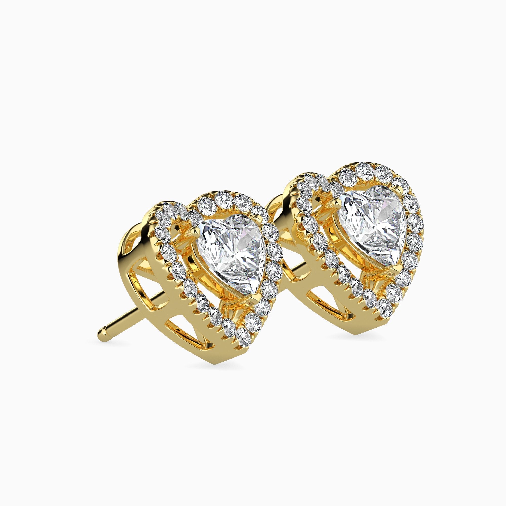 Boucles d'oreilles cœur en solitaire auréolé St-Tropez