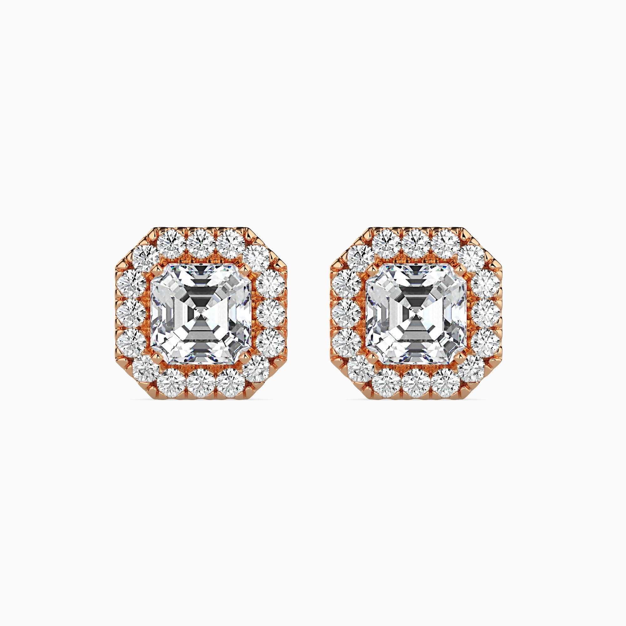 Santorini Solitaire Halo Asscher Earrings