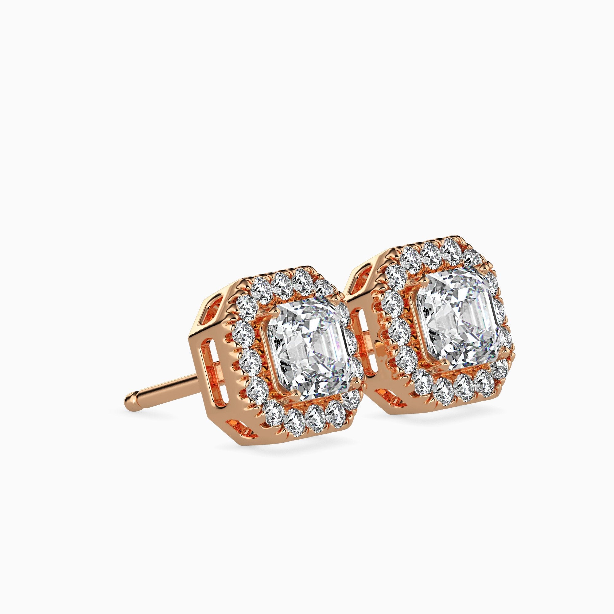 Santorini Solitaire Halo Asscher Earrings