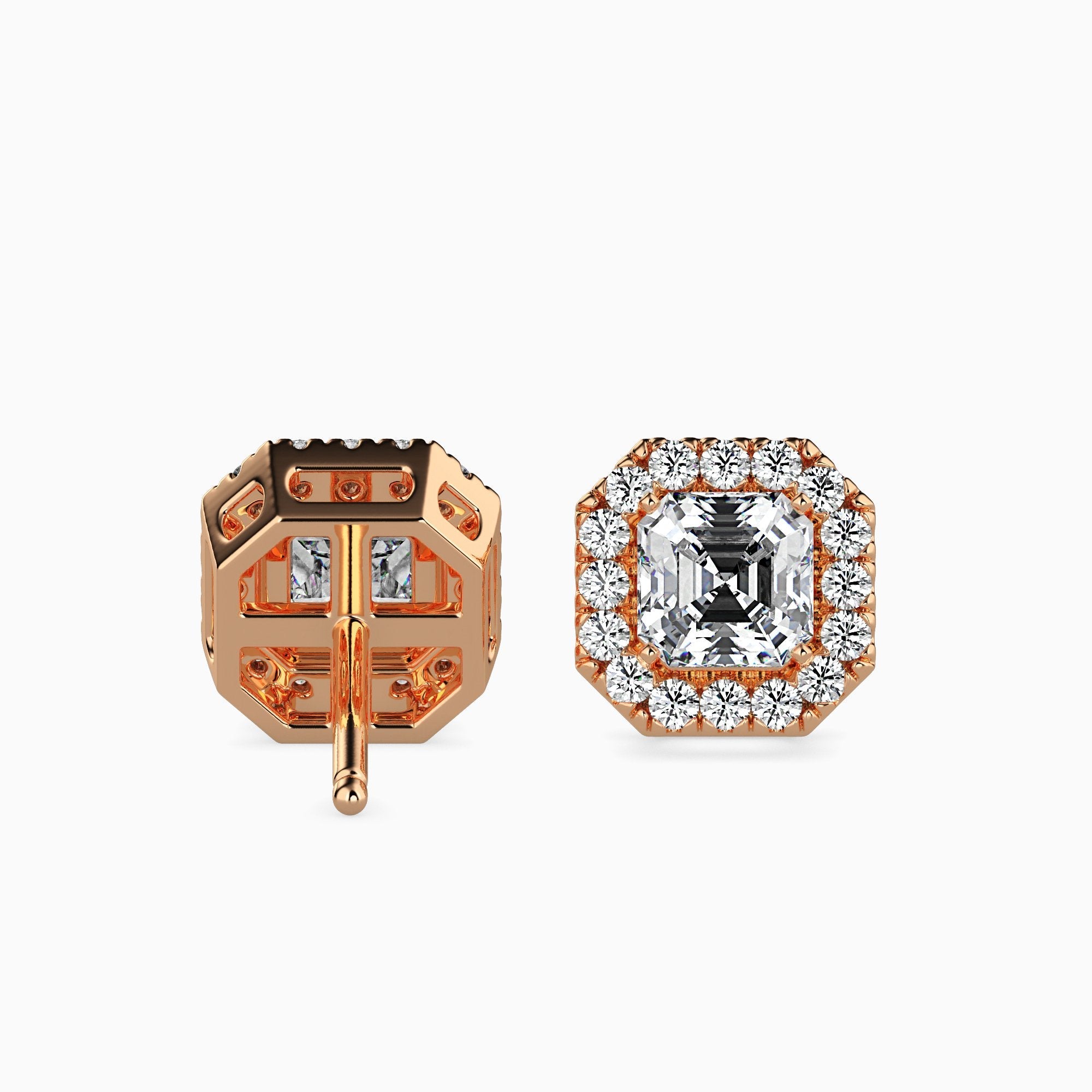 Santorini Solitaire Halo Asscher Earrings