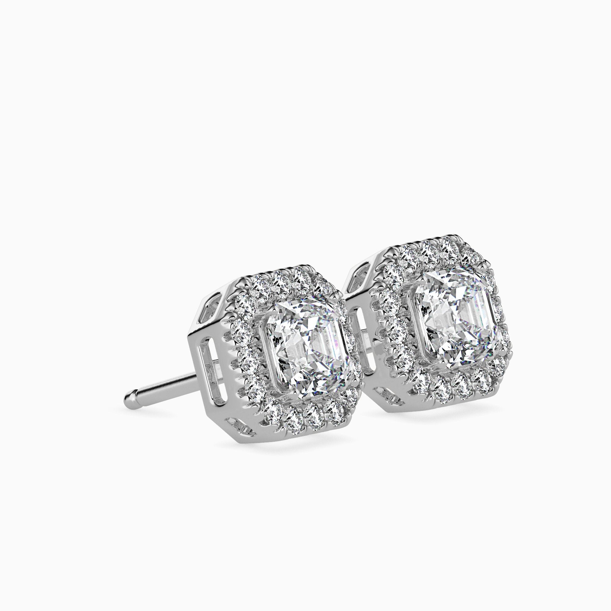 Santorini Solitaire Halo Asscher Earrings