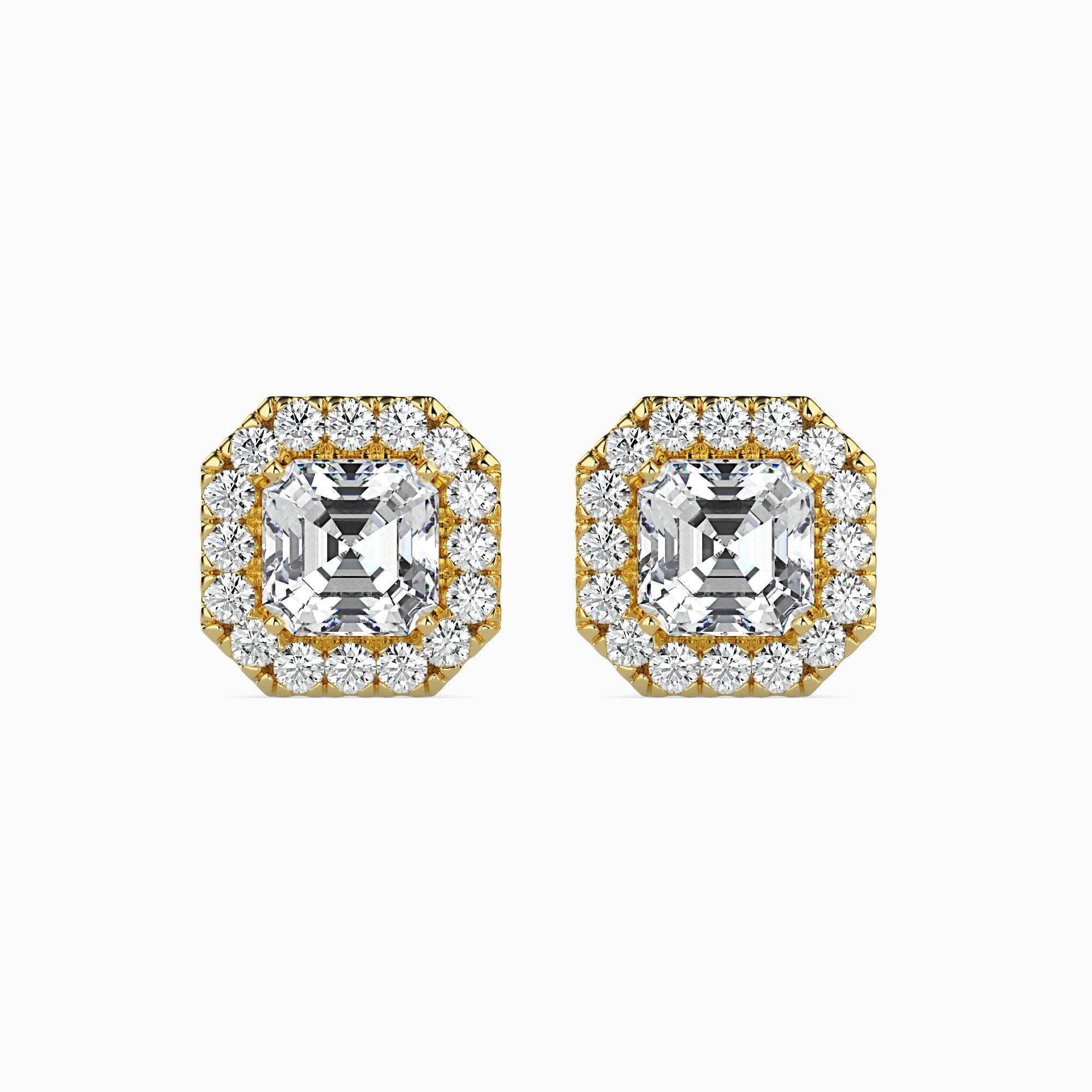 Santorini Solitaire Halo Asscher Earrings