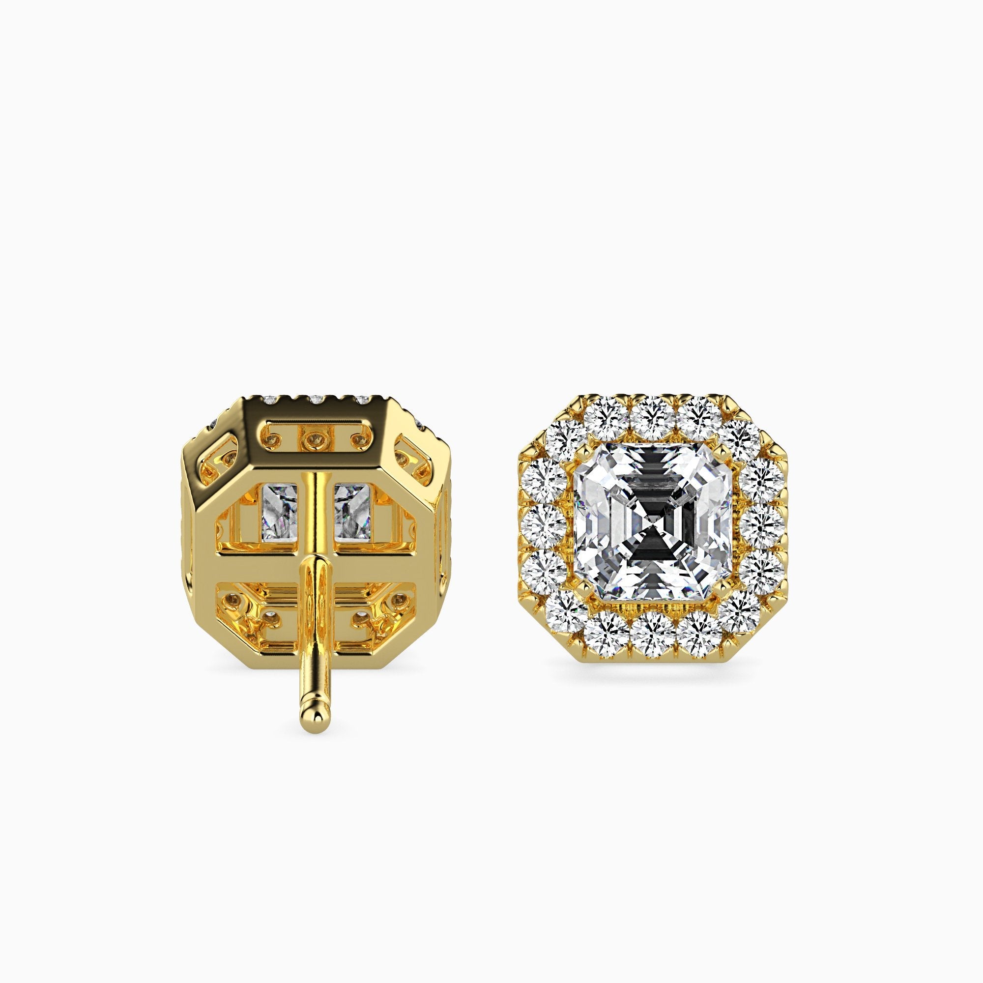 Santorini Solitaire Halo Asscher Earrings