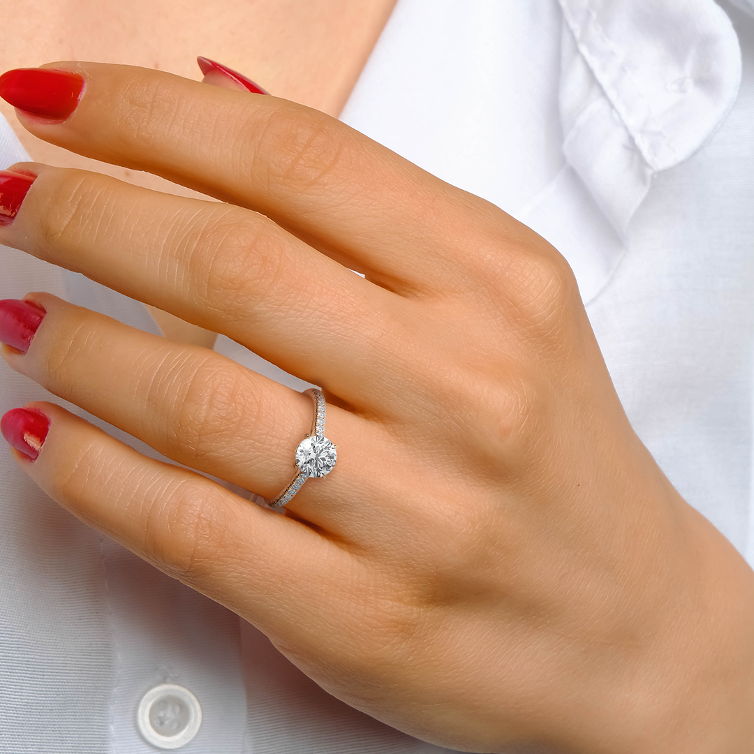 Bague ronde pavée Pia Solitaire