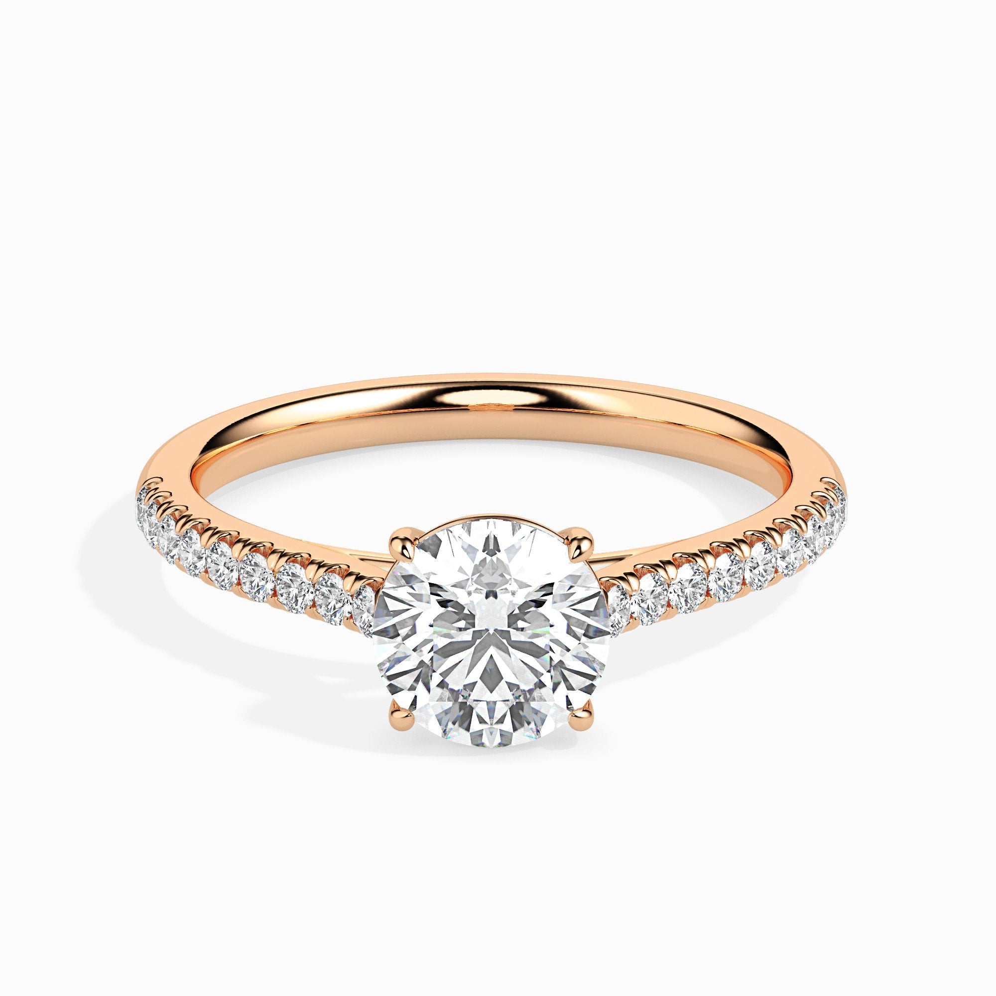 3.5 ctw Solitaire Pave Round Ring