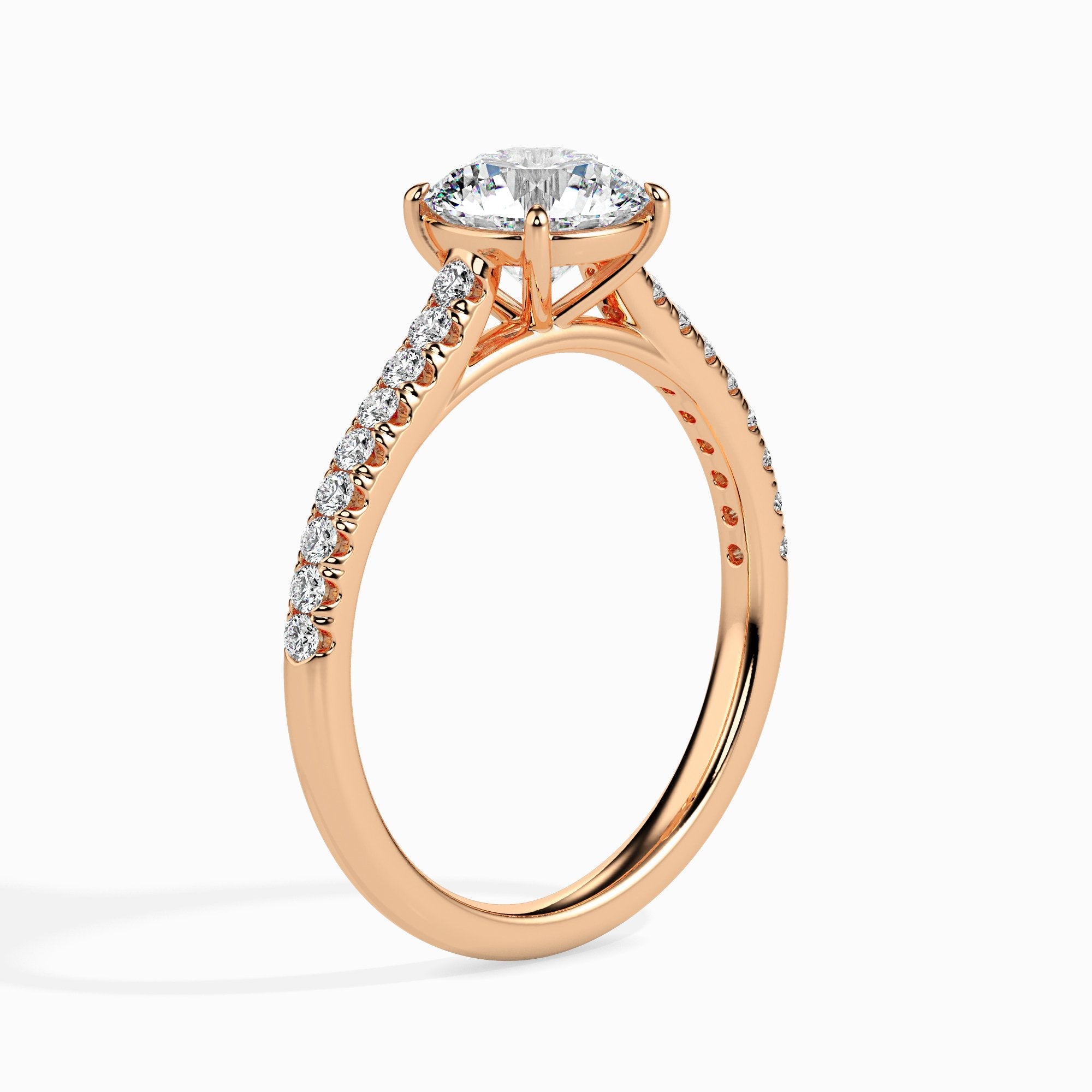 3.5 ctw Solitaire Pave Round Ring