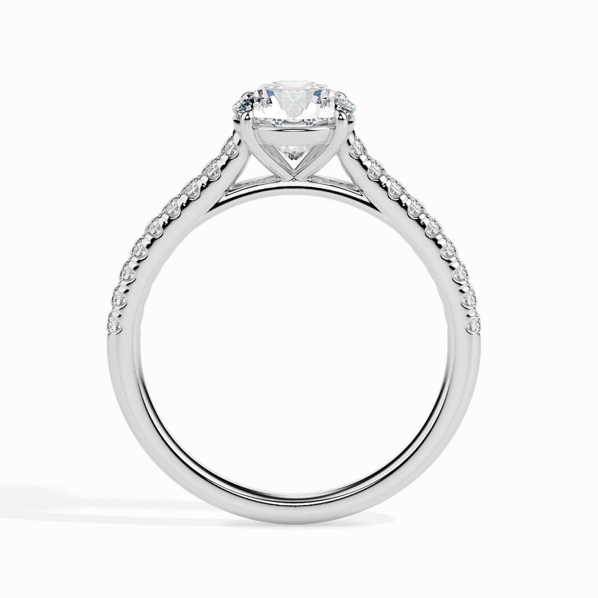 3.5 ctw Solitaire Pave Round Ring