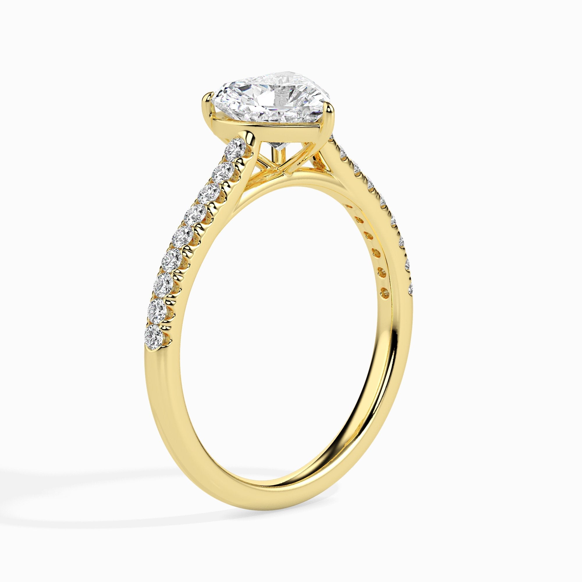 2 ctw Solitaire Pave Heart Ring