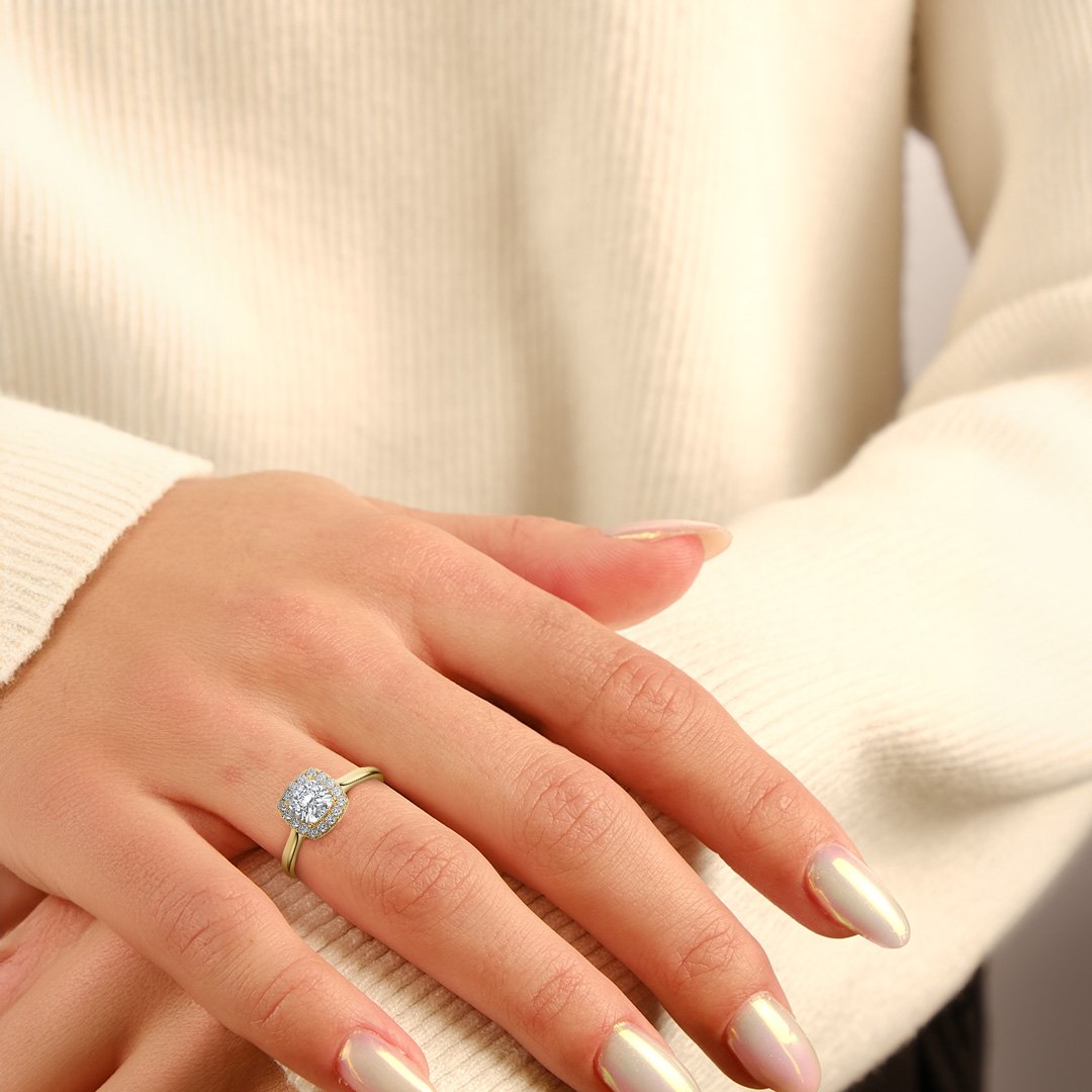 Prairie Solitaire Halo Cushion Setting