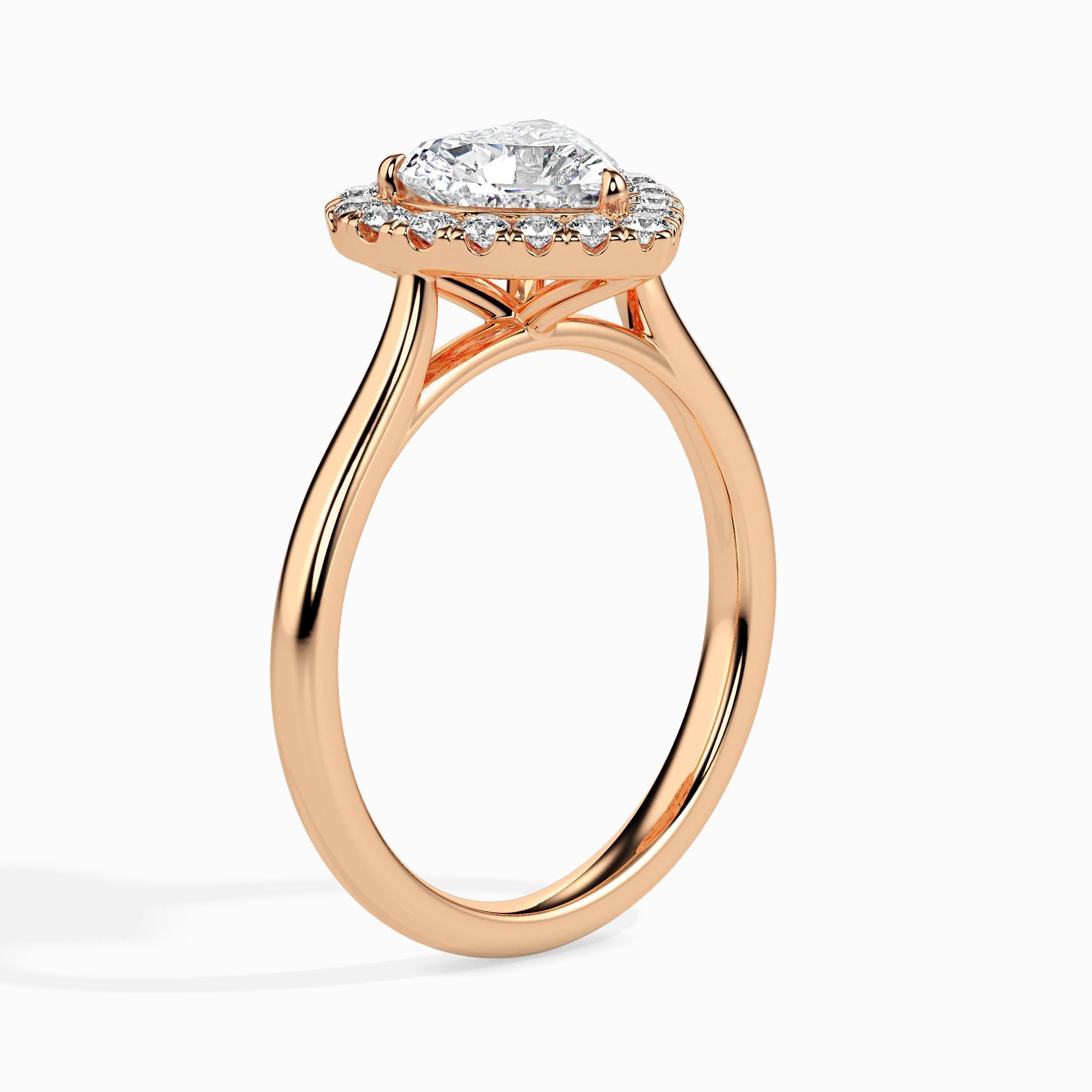 1 ctw Solitaire Halo Heart Ring