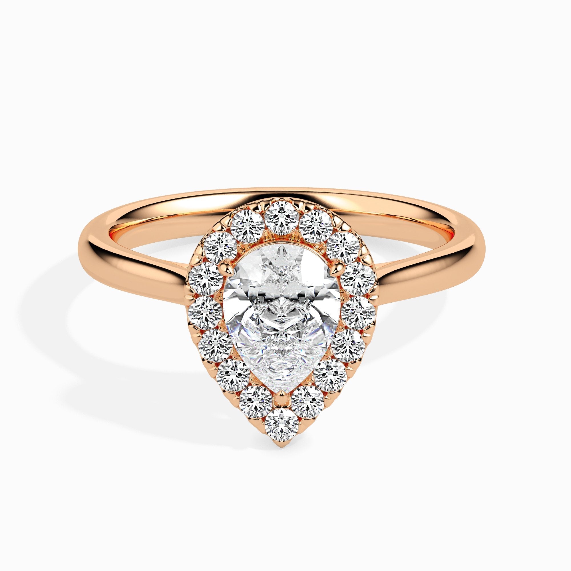 Bague Monica solitaire halo poire